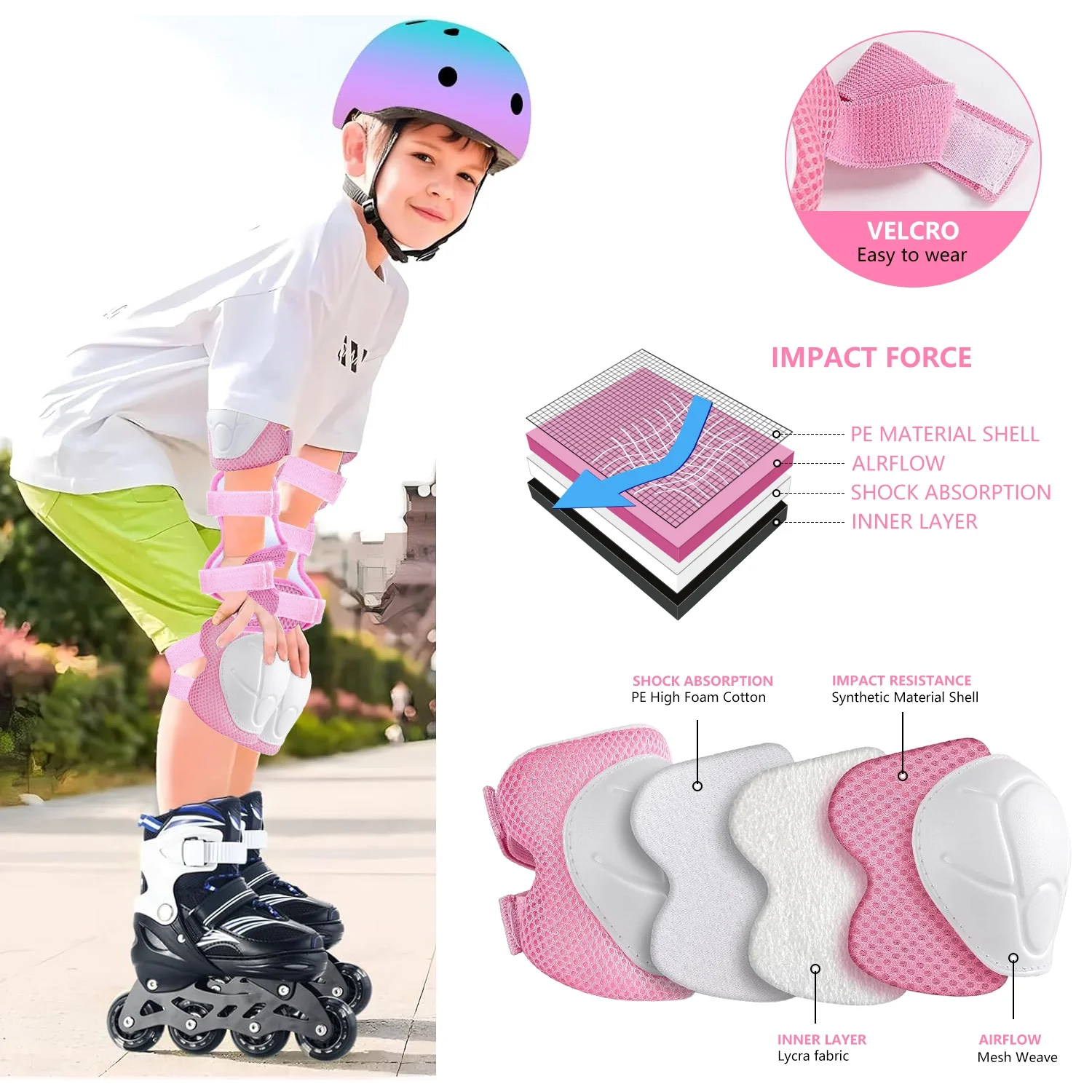 Kids Protective Gear Set - Knee Pads, Elbow Pads & Wrist Guards for Toddlers & Kids 2-8 Years - 3-in-1 Safety Gear for Skating, Cycling, Rollerblading, Scooter, and Outdoor Sports - Image 5