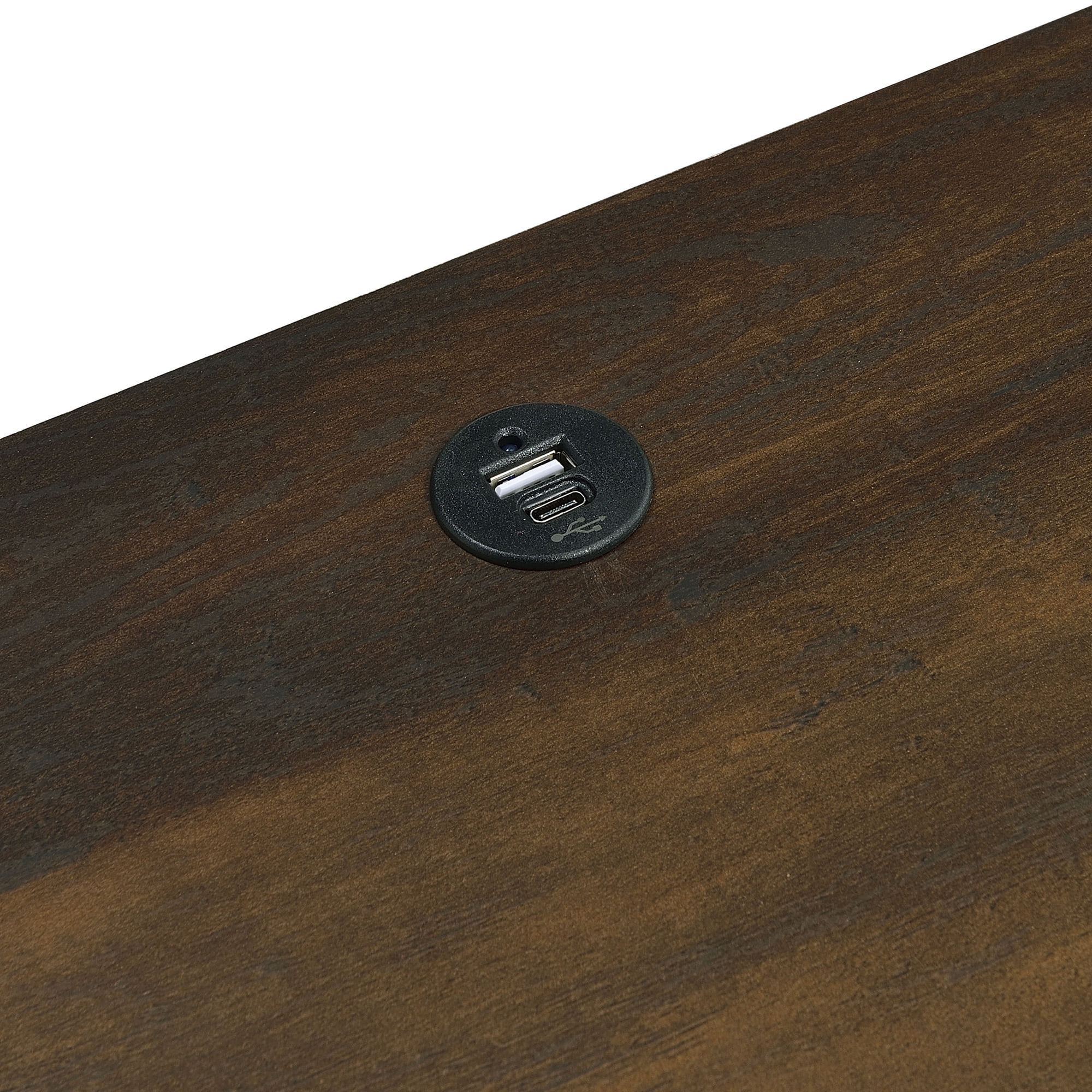 Geary Dark Pine 2-Drawer Nightstand with LED Motion Sensor Light & Dual USB-A/C Ports | Engineered Wood | 23.5" H x 19.75" W | Bedroom Furniture - Image 12