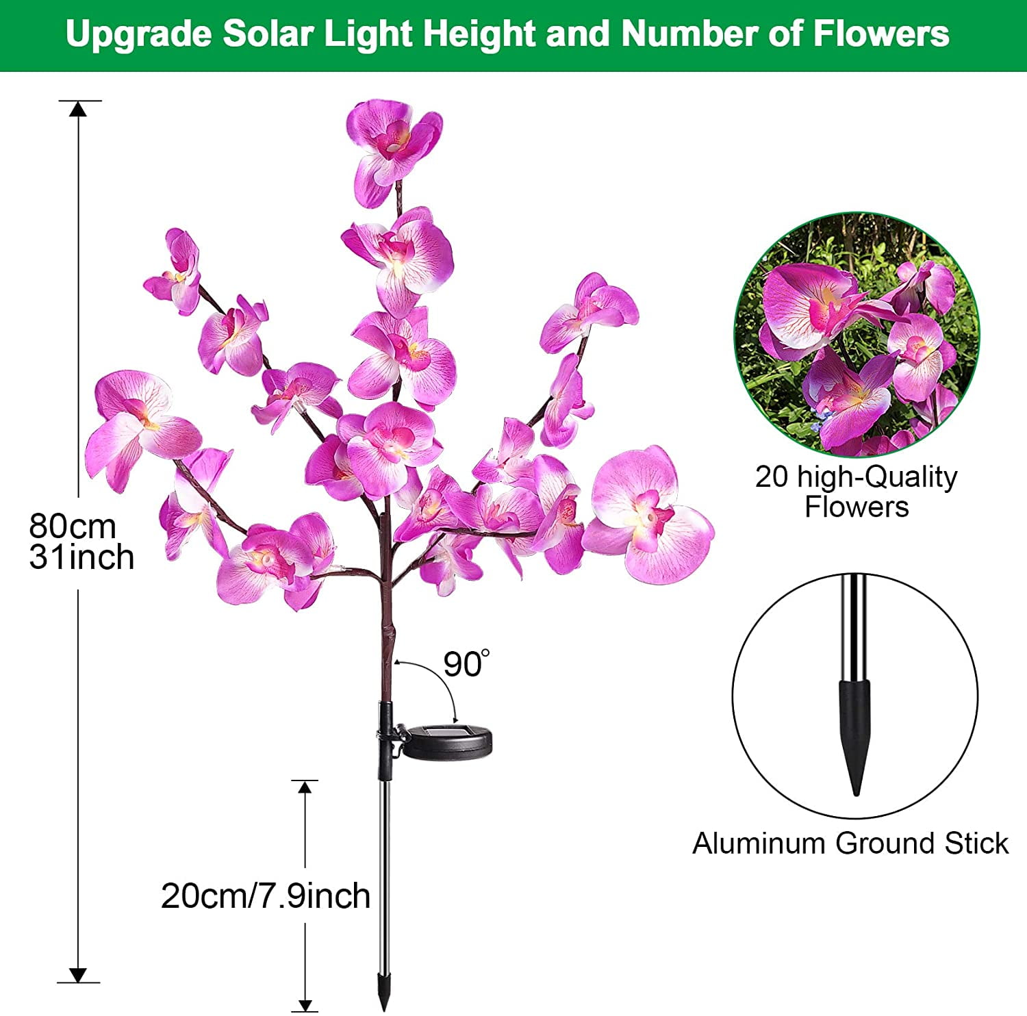 Rirool Solar Garden Stake Lights - Purple Pink Orchid Lights for Outdoor Garden, Lawn, Landscape, Driveway - Image 4