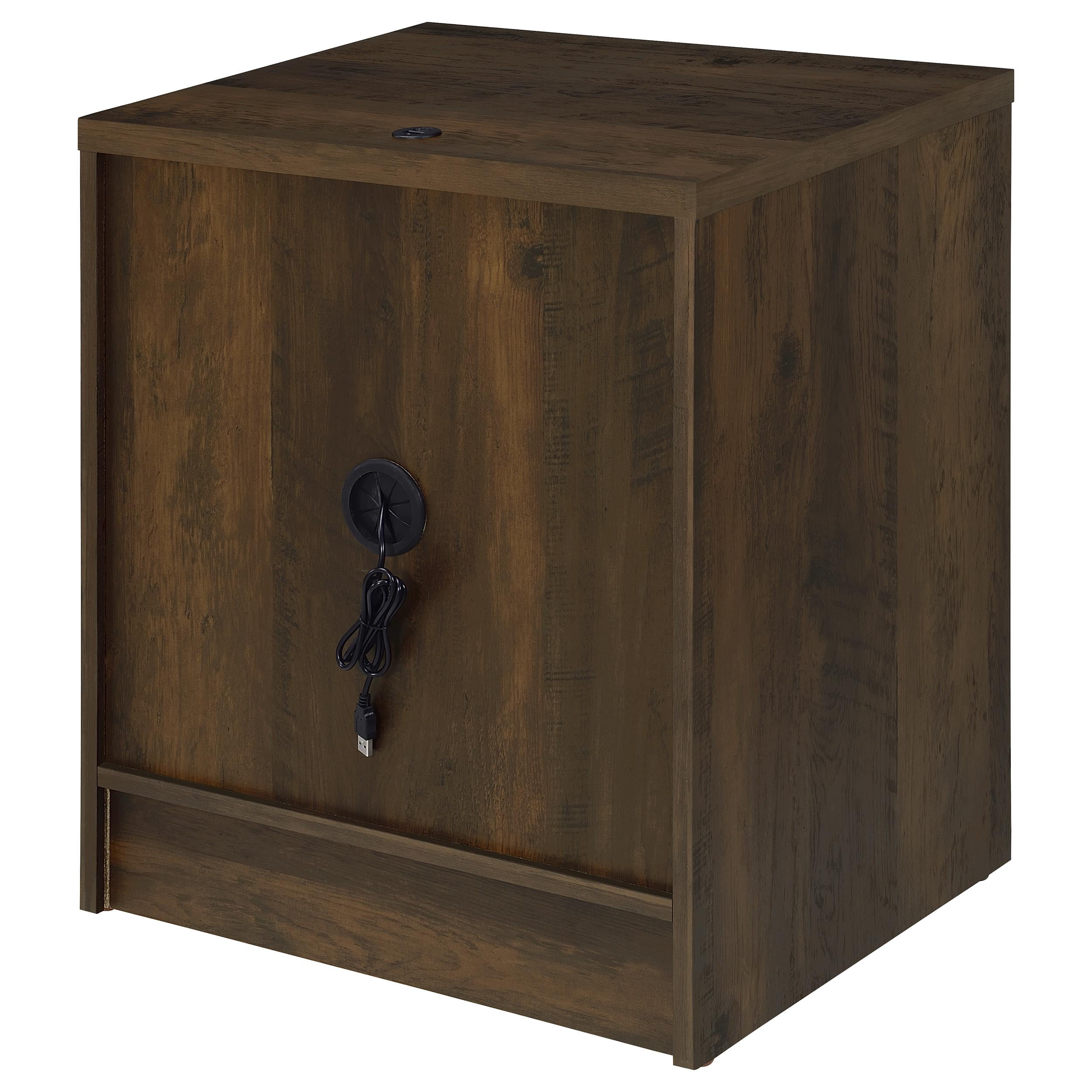 Geary Dark Pine 2-Drawer Nightstand with LED Motion Sensor Light & Dual USB-A/C Ports | Engineered Wood | 23.5" H x 19.75" W | Bedroom Furniture - Image 2