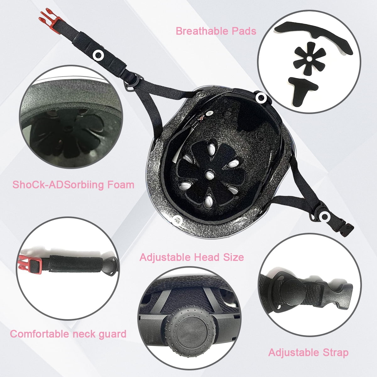 Rirool Kids Bike Helmet & Protective Gear Set - Ages 3-10 Boys Girls - Skateboard Cycling Scooter Rollerblading - Pink - Image 6