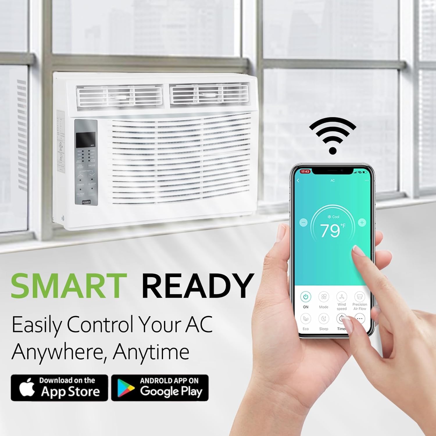 6,000 BTU WiFi Window Air Conditioner, Smart App & Remote Control, Energy Efficient Cooling for Rooms Up to 250 Sq.Ft., Complete Installation Kit - Image 6