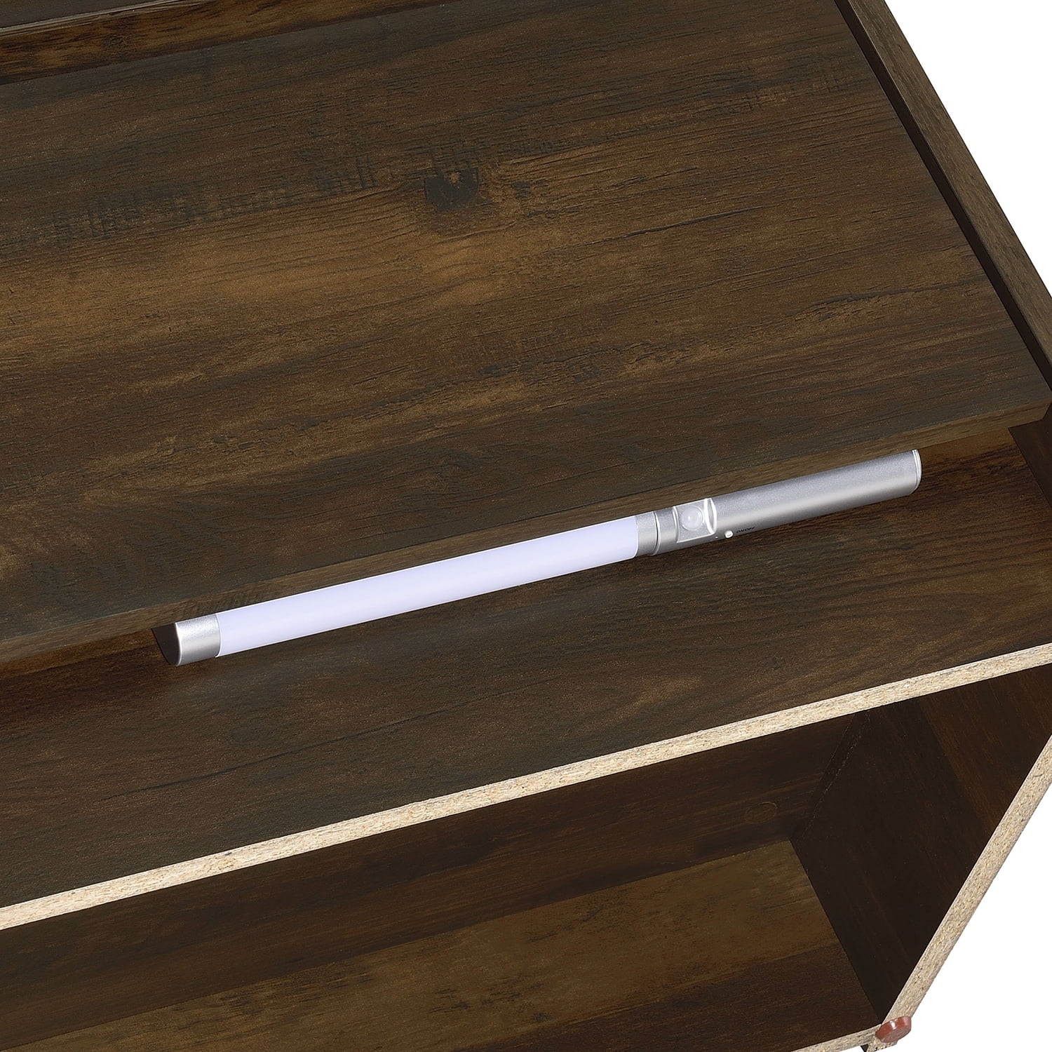 Geary Dark Pine 2-Drawer Nightstand with LED Motion Sensor Light & Dual USB-A/C Ports | Engineered Wood | 23.5" H x 19.75" W | Bedroom Furniture - Image 5