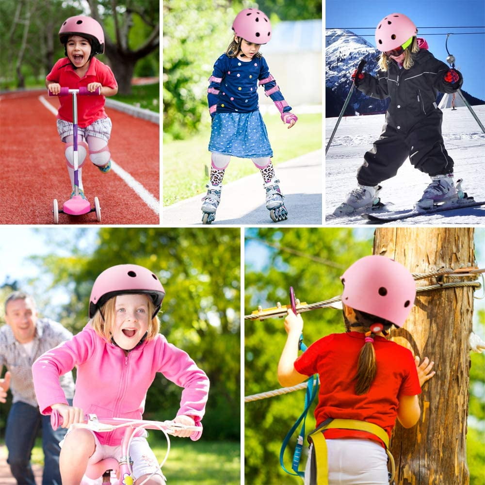Rirool Kids Bike Helmet & Protective Gear Set - Ages 3-10 Boys Girls - Skateboard Cycling Scooter Rollerblading - Pink - Image 5