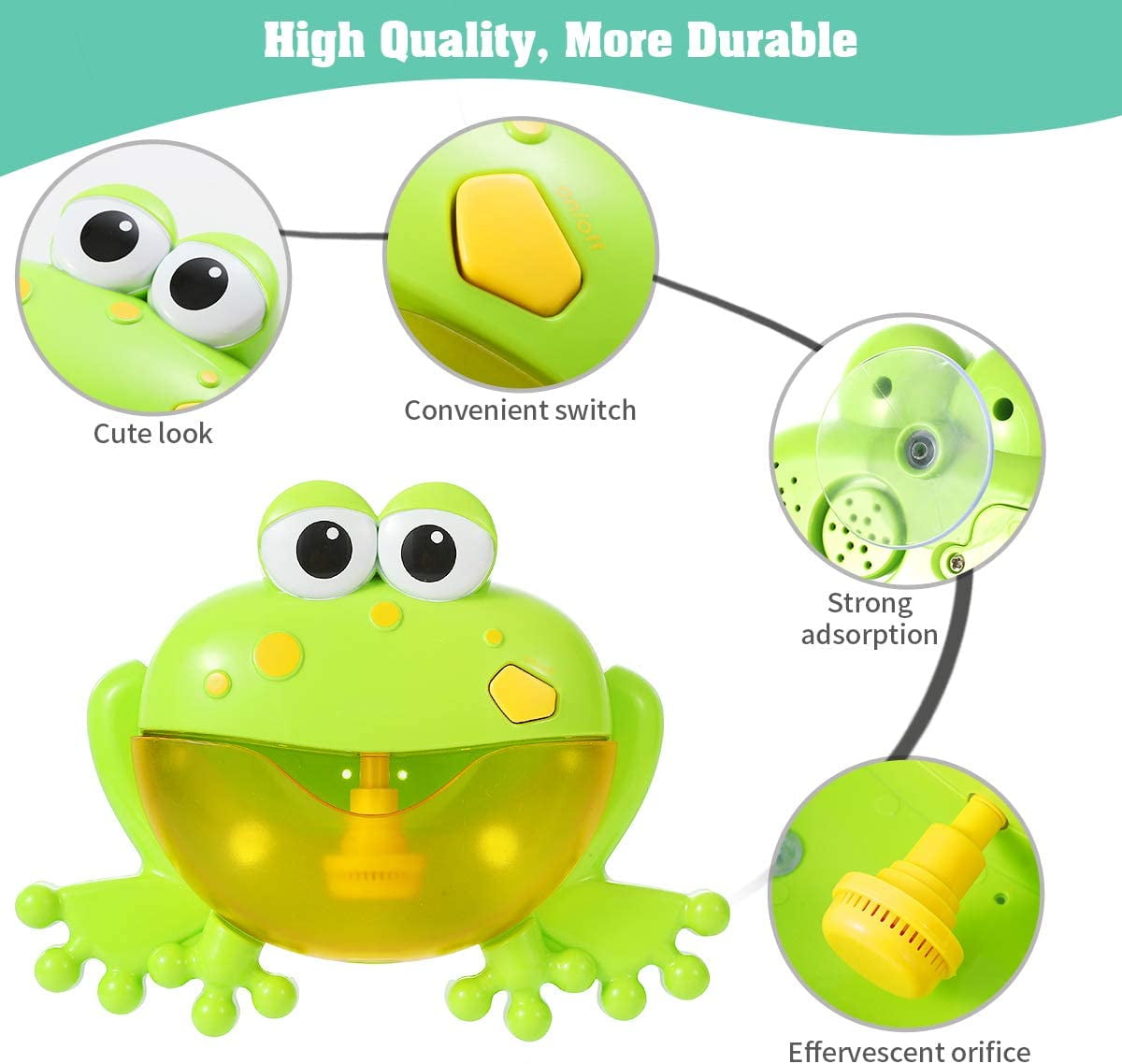 Rirool Baby Bath Bubble Toys Set,Tub Big Frog Automatic Bubble Maker Blower Toys with 12 Music Baby Fun Shower Toys, for Boys, Girls - Image 5