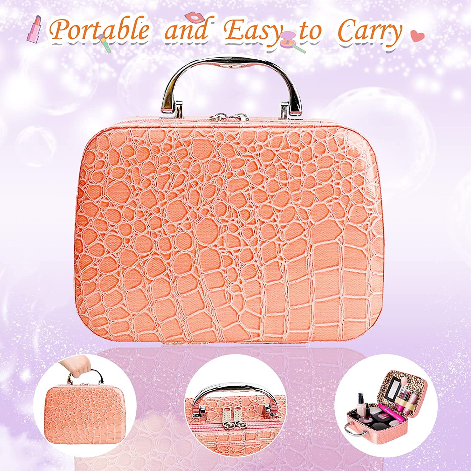 Rirool Pretend Makeup Kit for Girls - Kids Play Set with Cosmetic Bag - Ideal Gift for Toddlers & Little Girls Age 3+ (Not Real Makeup) - Image 5