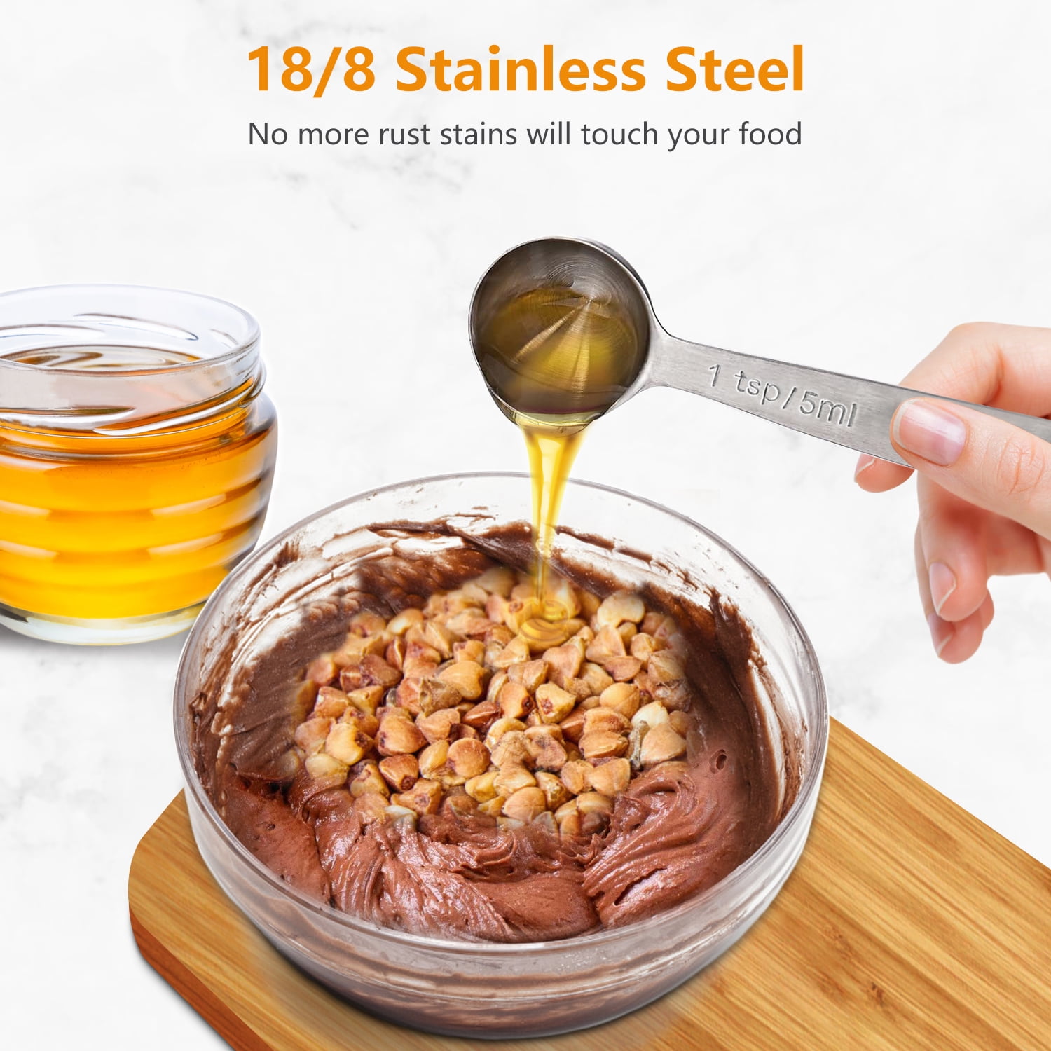 Rirool Stainless Steel Measuring Spoons Set of 9 Piece - Accurate Measurement for Cooking and Baking - Durable and Rust-Resistant Kitchen Tools - Image 5