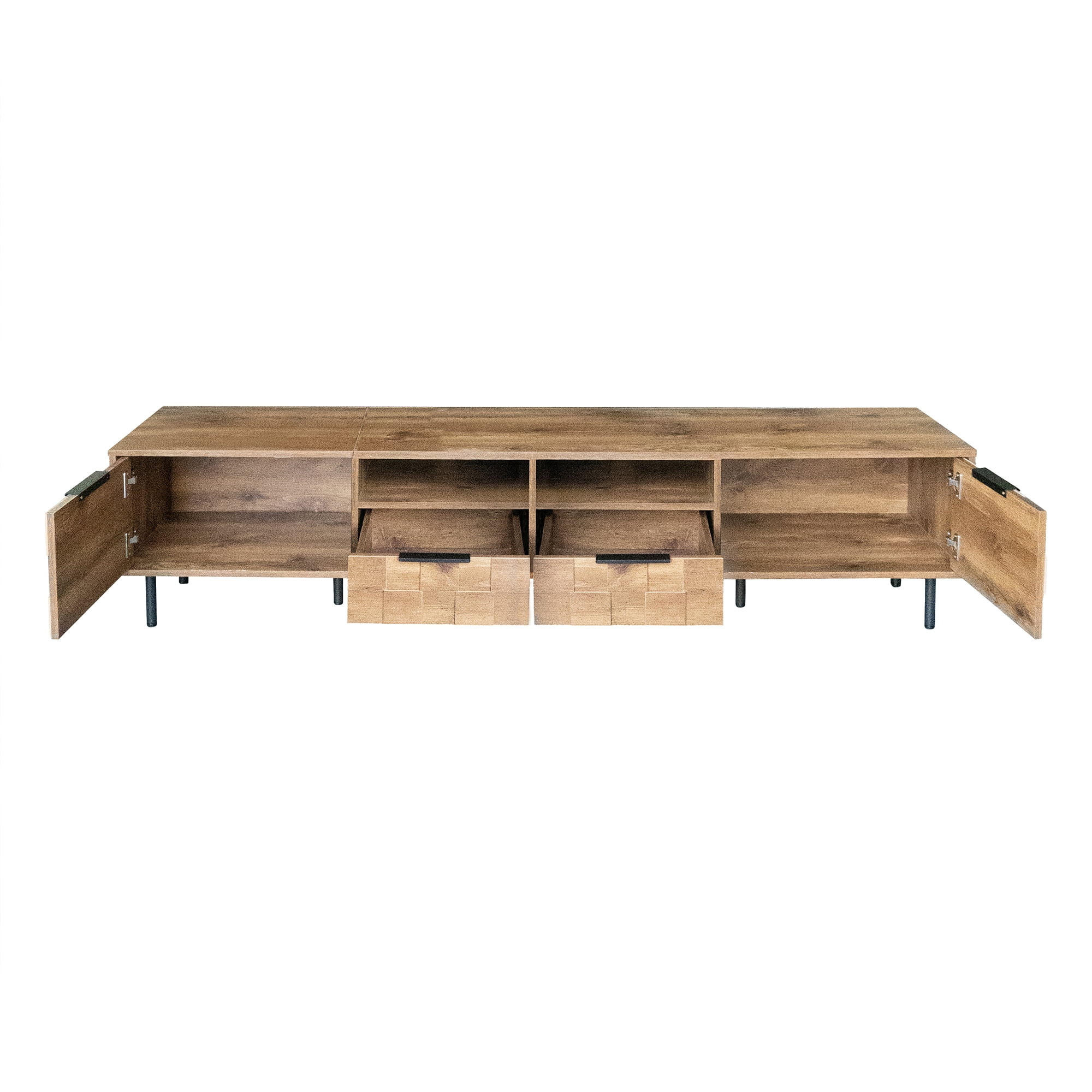 78.7" Mid Century TV Stand for 85" TVs, Media Console with 2 Drawers & Storage Cabinet, Natural Entertainment Center for Living Room, Bedroom - Image 7