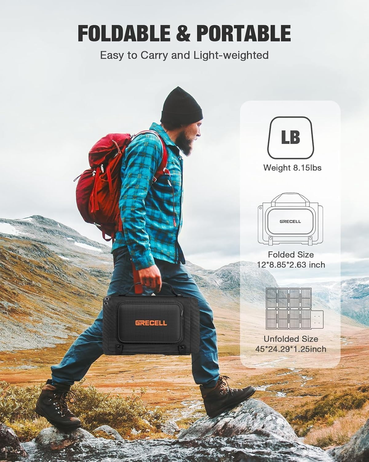 80W Portable Panel Foldable High Efficiency Outdoor Charger with QC3.0 USB-A Type-C Ports for Power Banks Tablets - Image 5