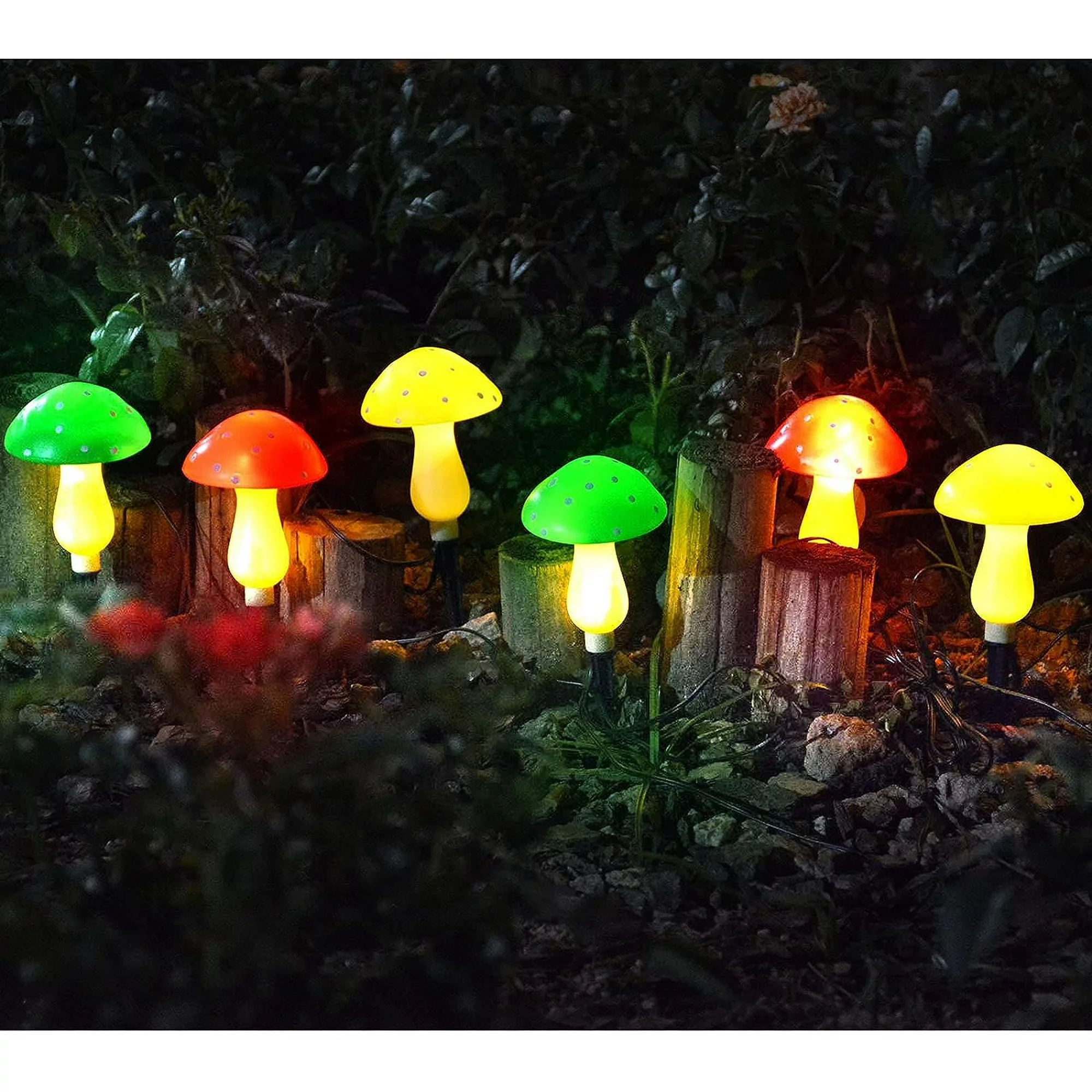 Rirool 8 Pack Solar Mushroom Lights Outdoor, 23ft Multicolor LED Fairy String Lights with 8 Modes, IP65 Waterproof for Garden Patio Yard Decor - Image 2