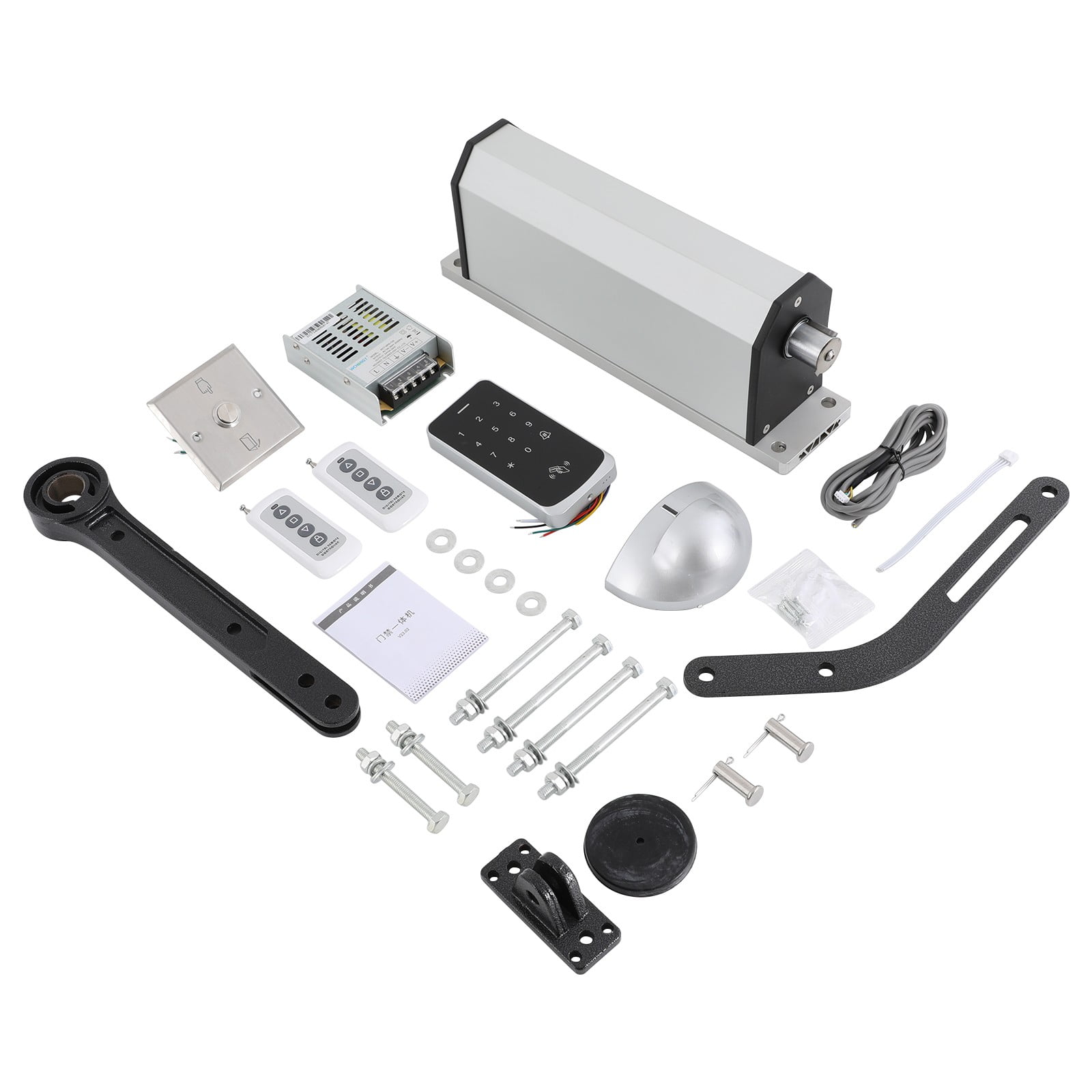Modern Automatic Swing Gate Silver Electric Door Operator Closer Mechanism w/Remotes for Supermarkets - Image 15