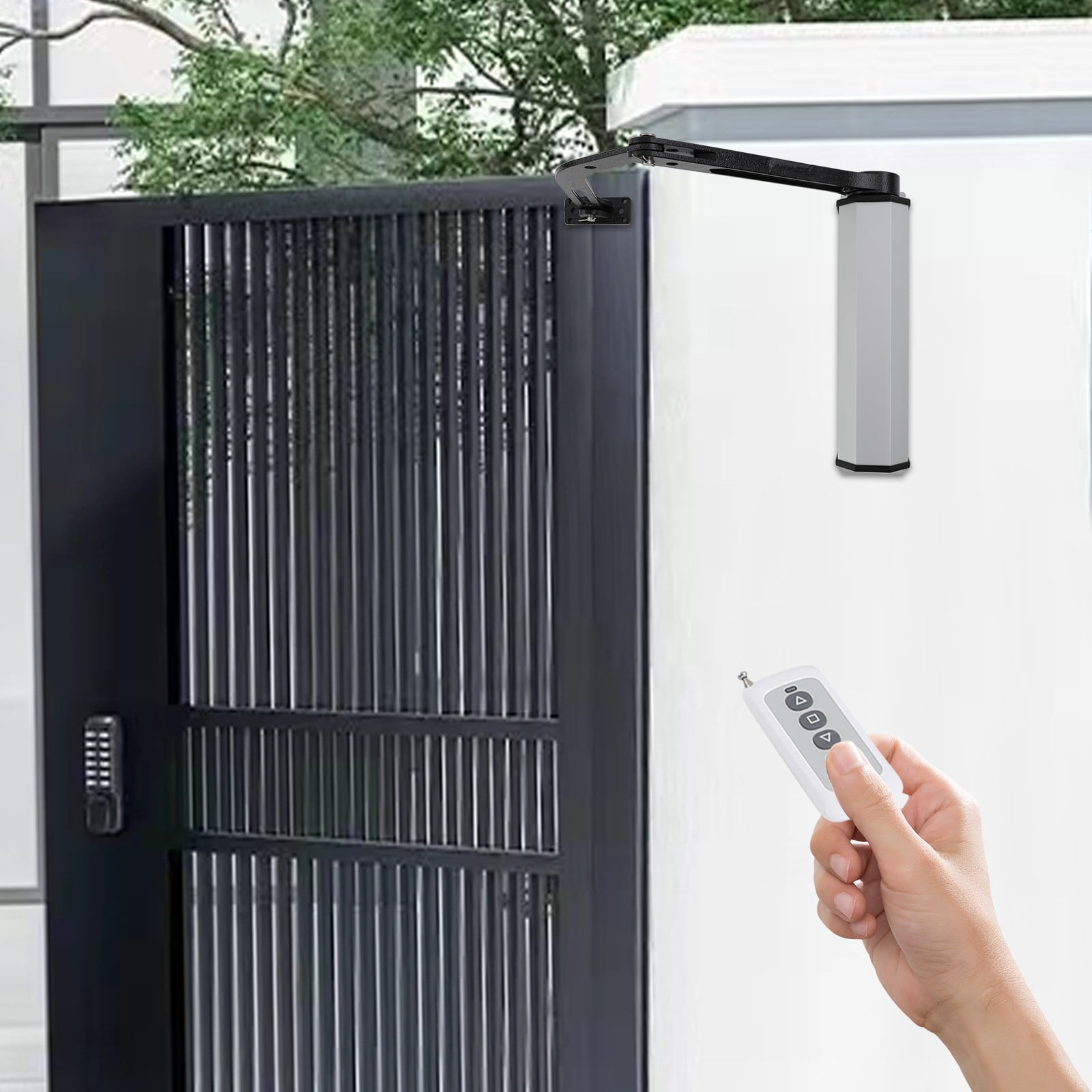 Modern Automatic Swing Gate Silver Electric Door Operator Closer Mechanism w/Remotes for Supermarkets - Image 13