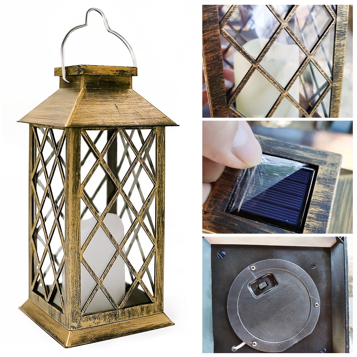 Rirool Solar Outdoor Hanging Lanterns 2-Pack, Waterproof Garden Lantern with LED Flickering Flameless Candle for Patio, Yard, Courtyard Decor - Image 7