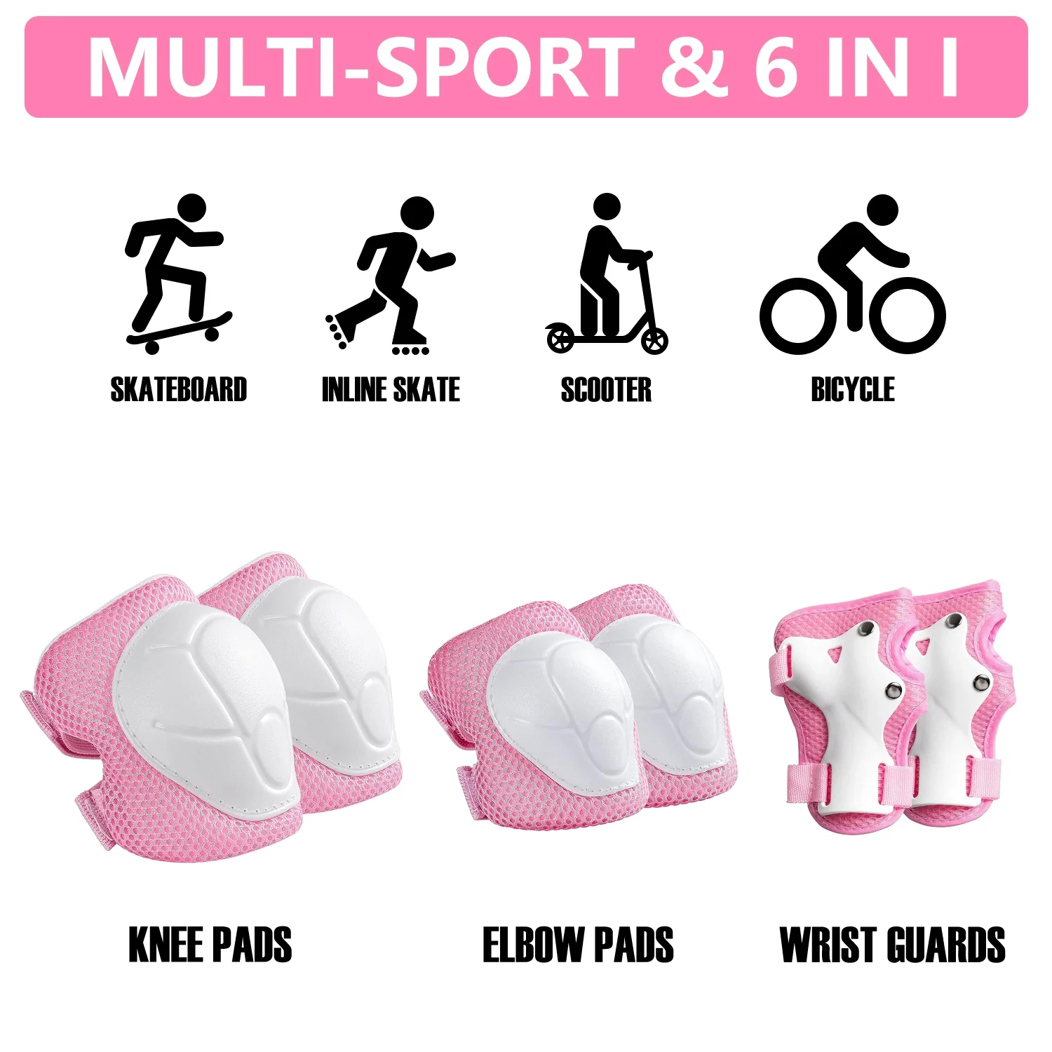 Kids Protective Gear Set - Knee Pads, Elbow Pads & Wrist Guards for Toddlers & Kids 2-8 Years - 3-in-1 Safety Gear for Skating, Cycling, Rollerblading, Scooter, and Outdoor Sports - Image 2