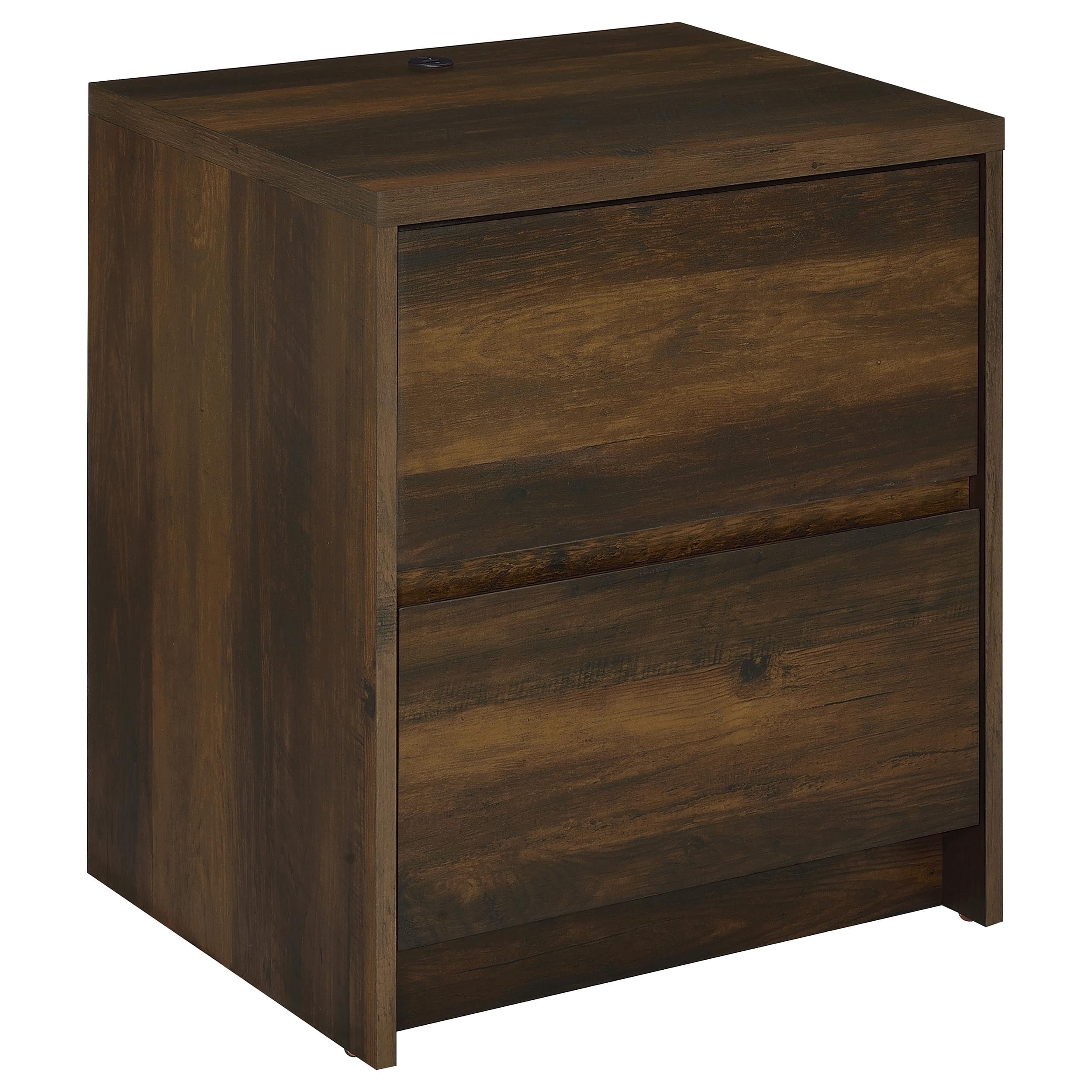 Geary Dark Pine 2-Drawer Nightstand with LED Motion Sensor Light & Dual USB-A/C Ports | Engineered Wood | 23.5" H x 19.75" W | Bedroom Furniture - Image 3