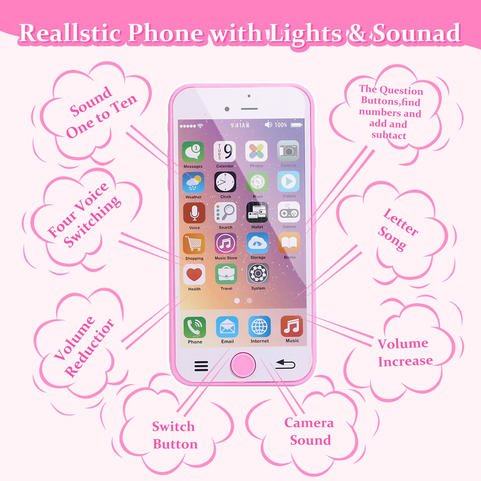 Rirool Princess Themed Play Purse - 31 Piece Toy Set with Handbag, Pretend Makeup, Smartphone, and More - Perfect for Girls' Role-Playing - Ages 3-8+ - Image 5