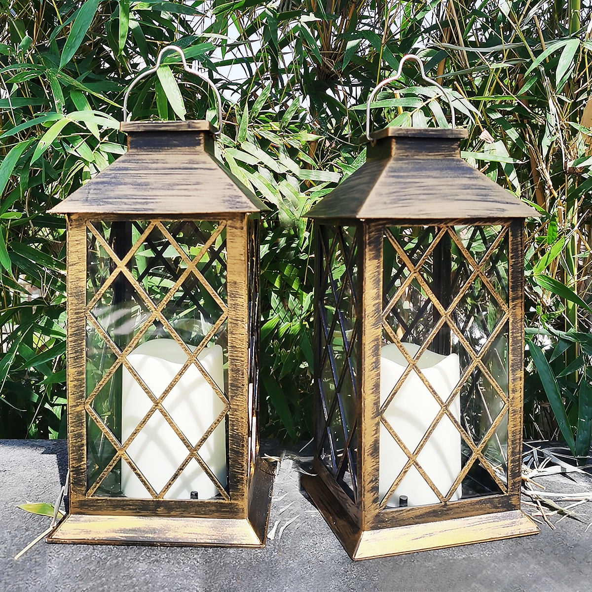 Rirool Solar Outdoor Hanging Lanterns 2-Pack, Waterproof Garden Lantern with LED Flickering Flameless Candle for Patio, Yard, Courtyard Decor - Image 4