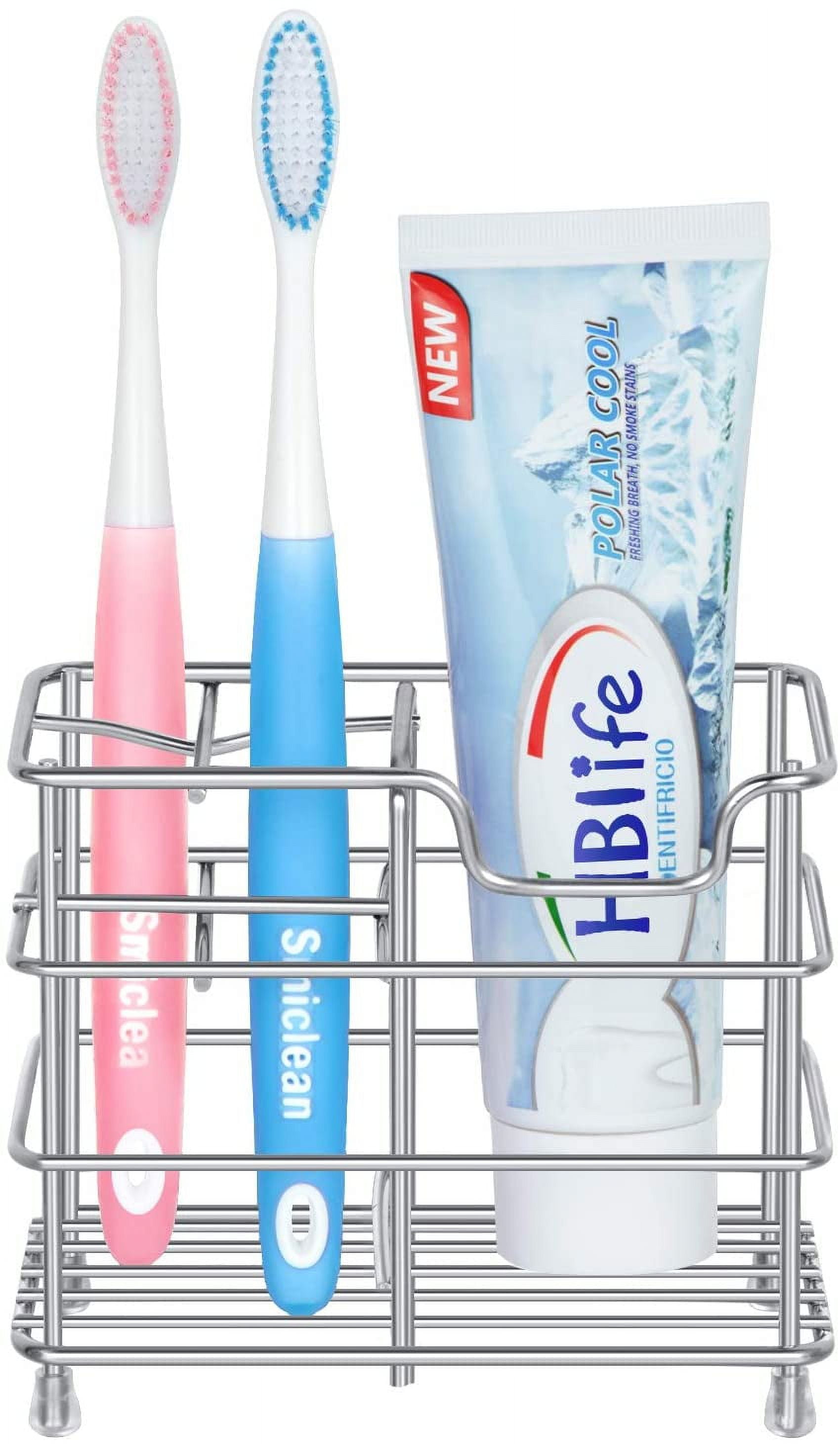 Stainless Steel Toothbrush and Toothpaste Holder for Bathroom, Sturdy and Hygienic, Drain and Rust Prevention, Silver - Image 3