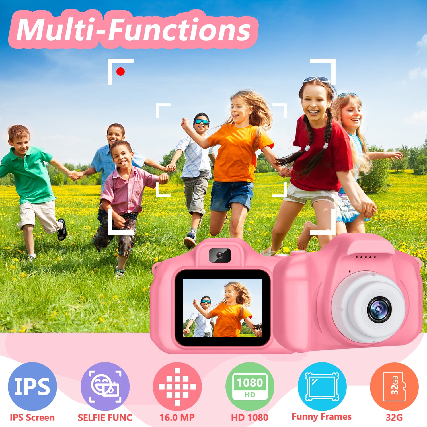 Rirool HD Kids Digital Camera for Girls 3-12, 13MP Video & Photo Camera with 32GB SD Card, Selfie Camera for Toddlers, Best Birthday Gift for 3-10 Year Old Girls (Pink) - Image 4
