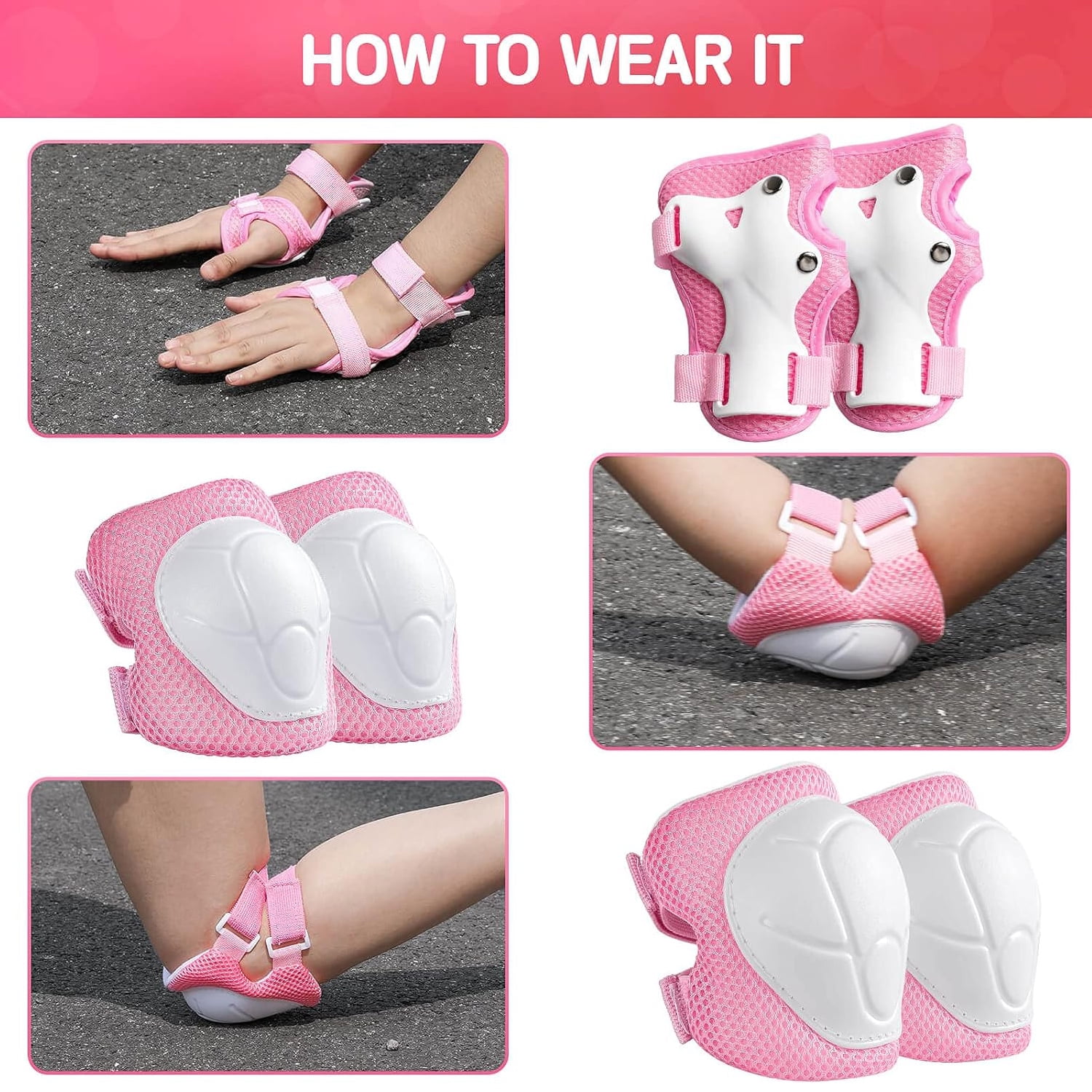 Kids Protective Gear Set - Knee Pads, Elbow Pads & Wrist Guards for Toddlers & Kids 2-8 Years - 3-in-1 Safety Gear for Skating, Cycling, Rollerblading, Scooter, and Outdoor Sports - Image 3