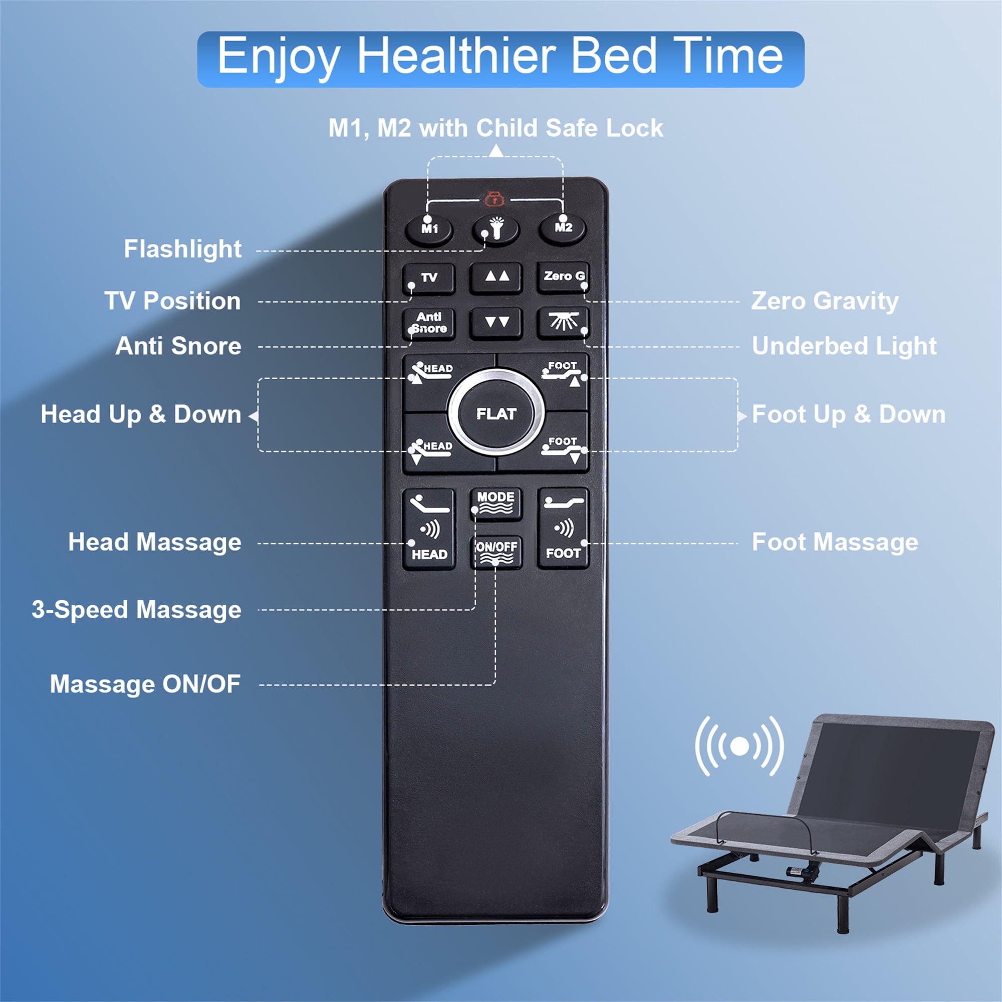 Split King Adjustable Bed Base with Massage, Electric Bed Frame Dual Head & Foot Lift, Wireless Remote, Zero Gravity, Anti-Snore, LED Light, USB Ports - Image 5