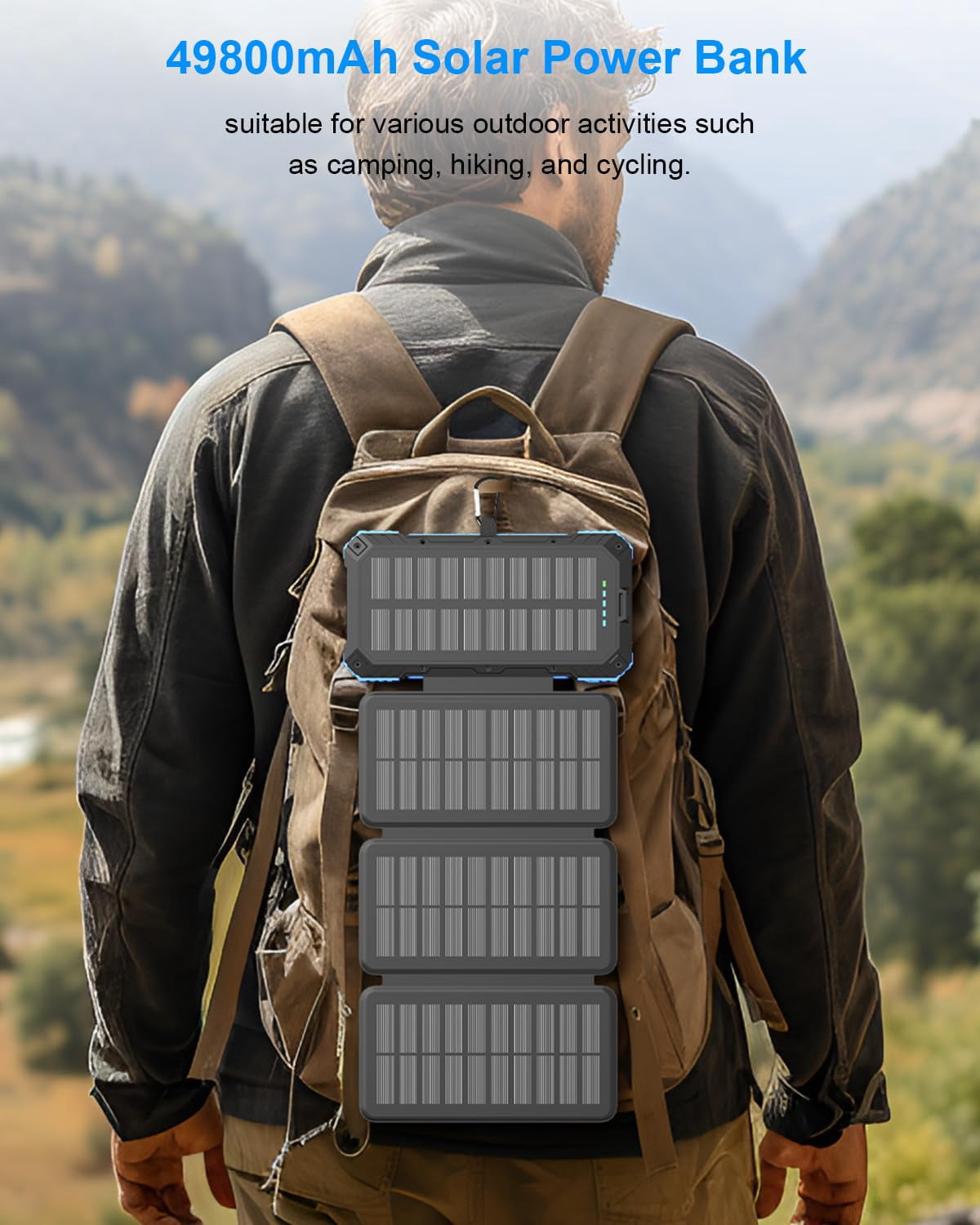 Solar Power 49800mah With 4 Built-in Cables & 3 Foldable Panels Pd22.5w Fast Portable Phone External Pack Usb-c In/output Flashlight For Outdoor Camping - Image 7