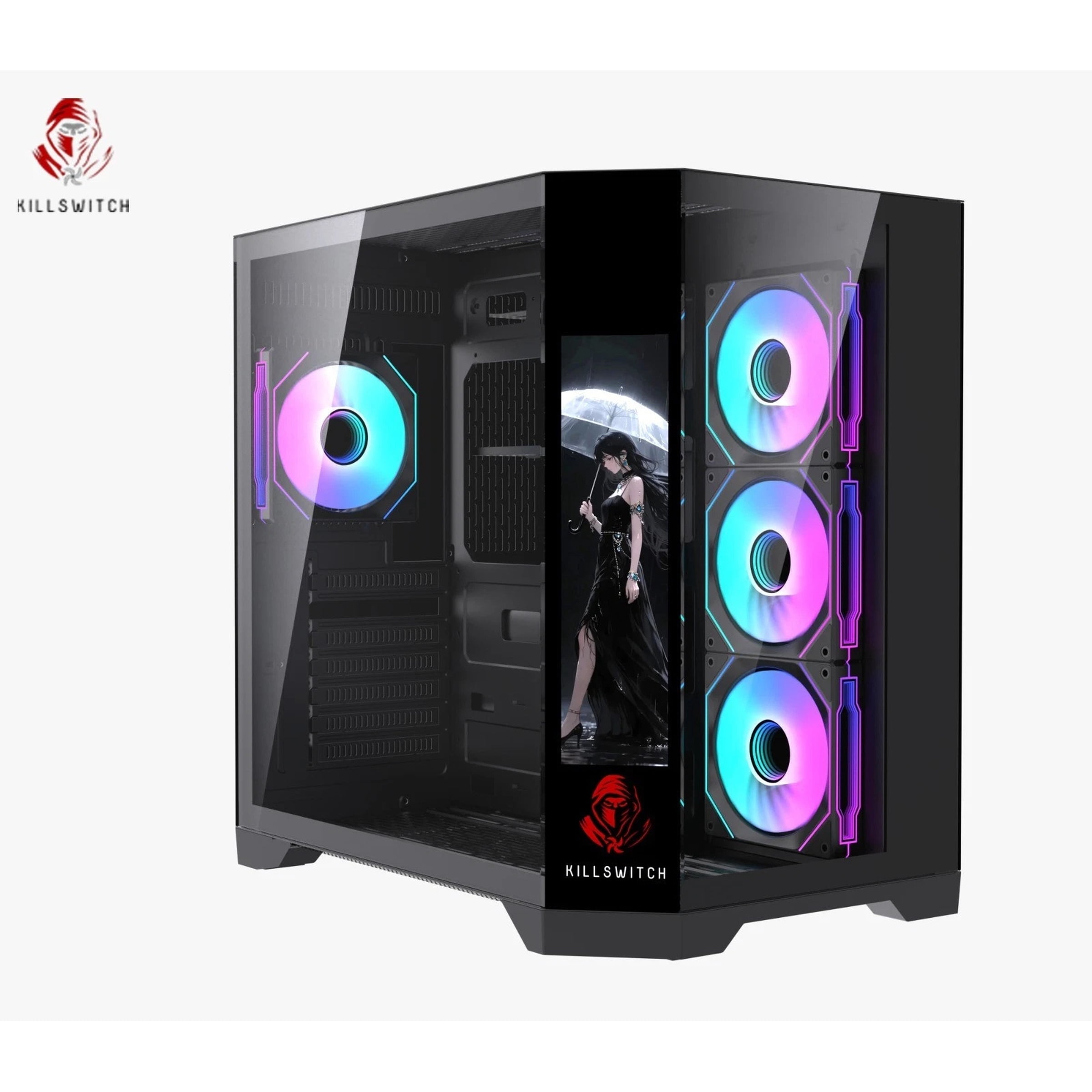 KILLSWTICH - KS MXJ PLUS - ATX/MATX/ITX GAMING PC CASE w/ SCREEN, PSU & 4 FANS - Image 10