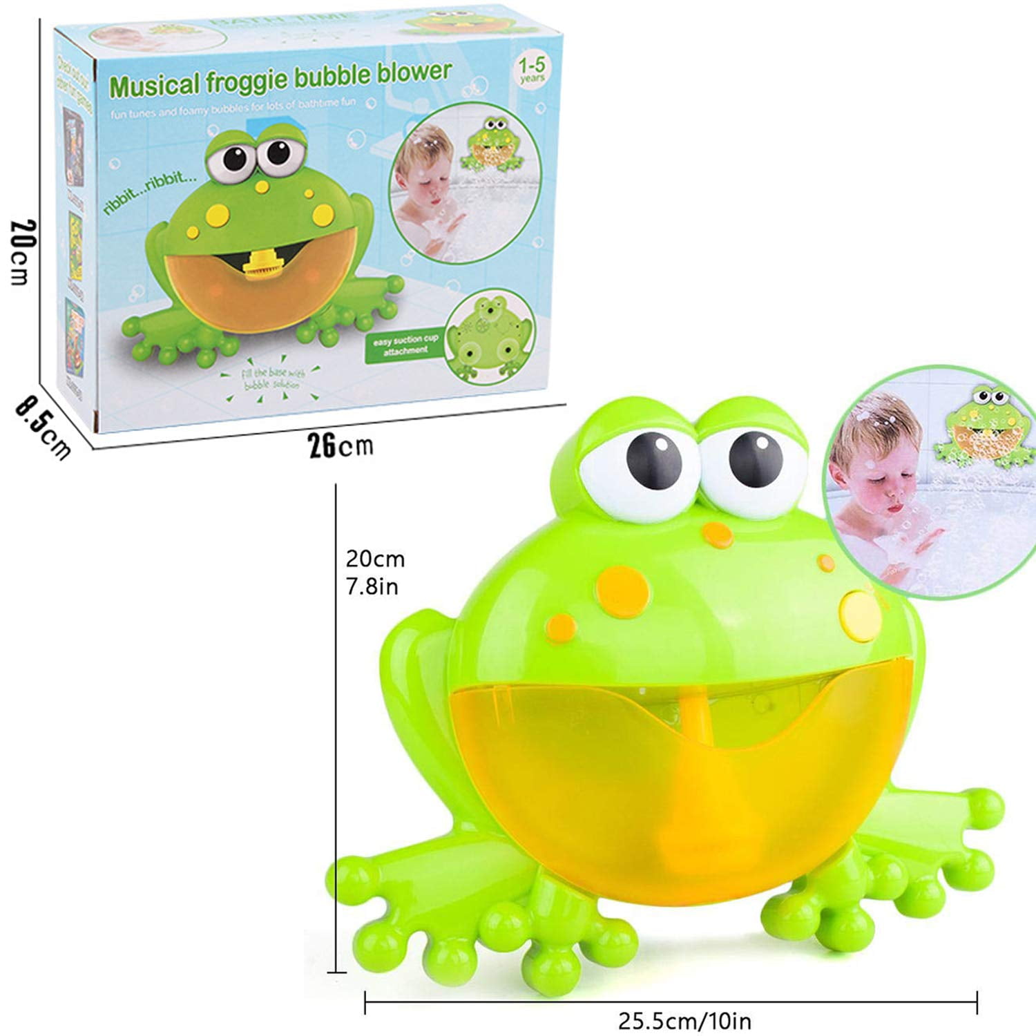 Rirool Baby Bath Bubble Toys Set,Tub Big Frog Automatic Bubble Maker Blower Toys with 12 Music Baby Fun Shower Toys, for Boys, Girls - Image 3