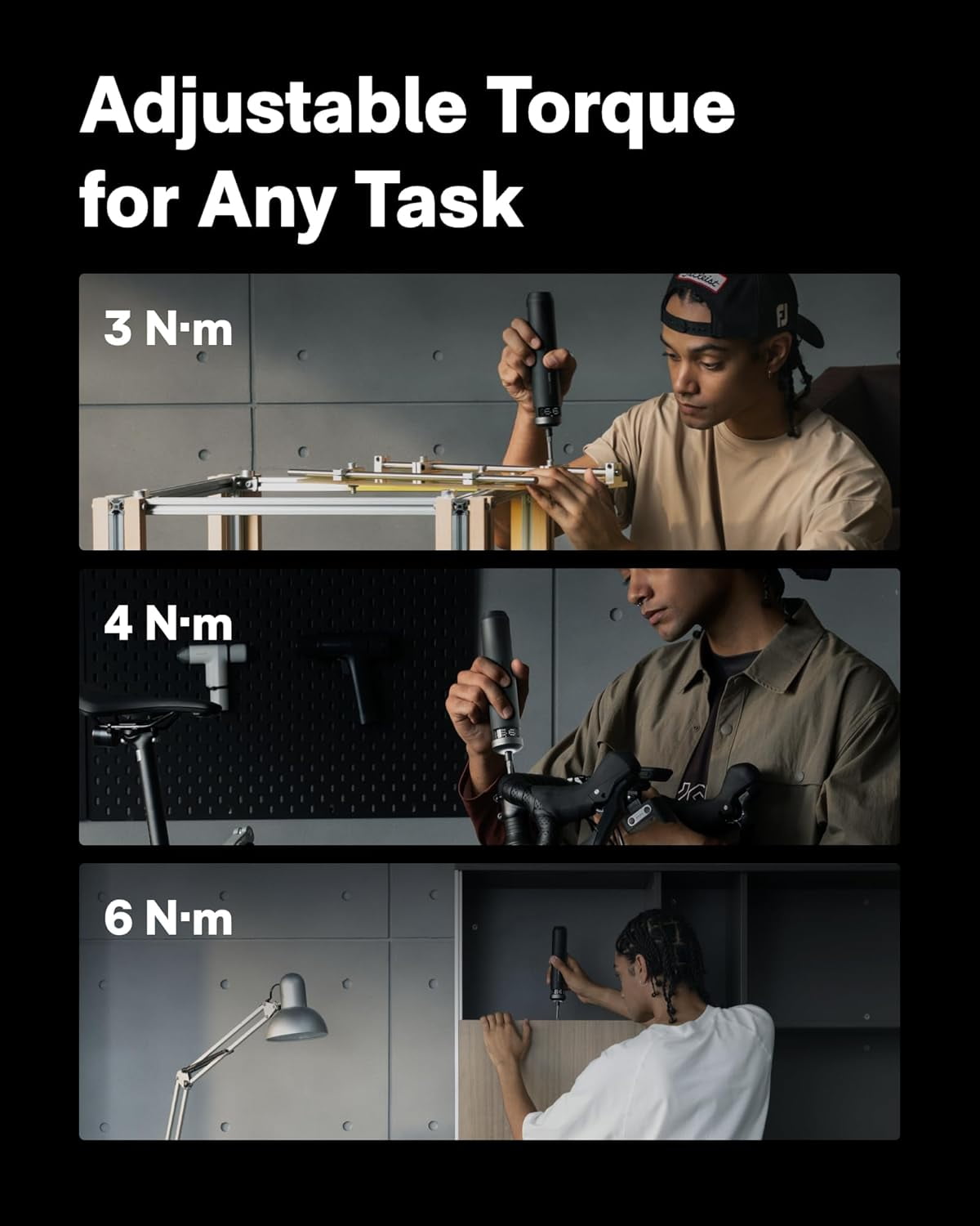 PixelDrive Electric Screwdriver, Smart Display, 6 Torque Settings, 0.5 to 6 N·m, 1/4'' Hex 30 Bits, LED Light, 2000 mAh Rechargeable Cordless Screwdriver Set for Electronics, Gadgets for Men - Image 3