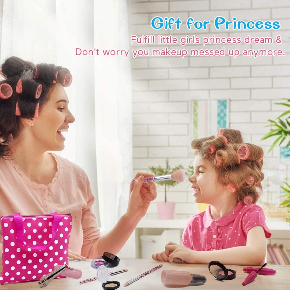 Rirool Play Kit for Girls - Vanity Set and Pretend Makeup Case - Perfect Gift for Toddlers and Kids - Pink - Ages 3-8 (Not Real Makeup) - Image 6