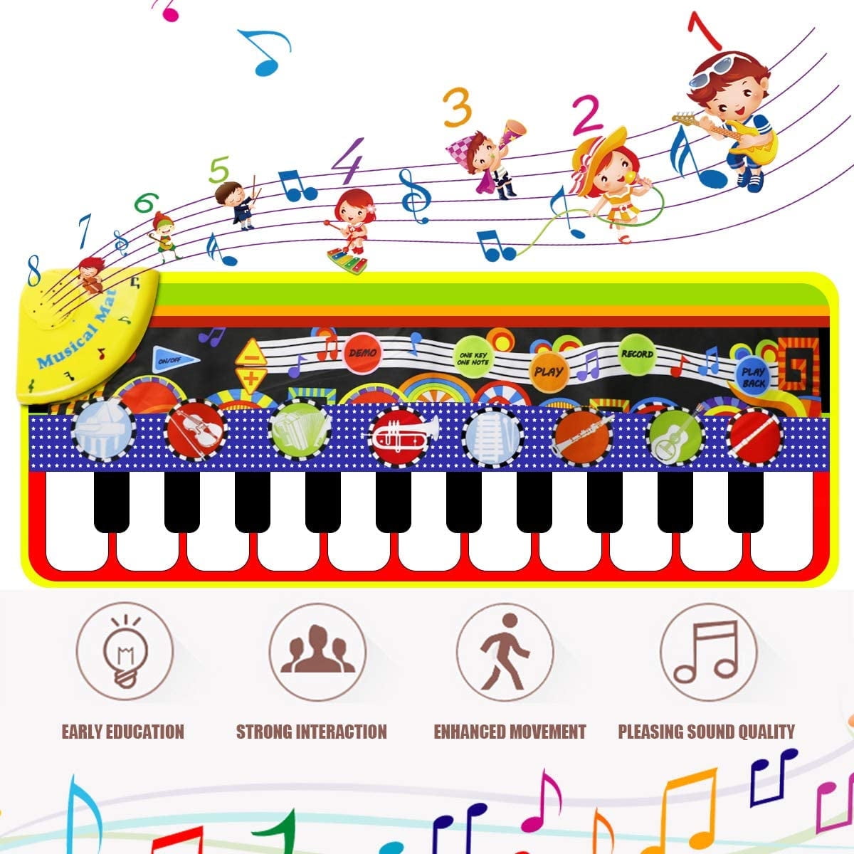 Rirool Kids Piano Dance Mat - Musical Playmat with 8 Instrument Sounds & Touch Keys - Educational Toy for Toddlers 3-7 Years - Image 7