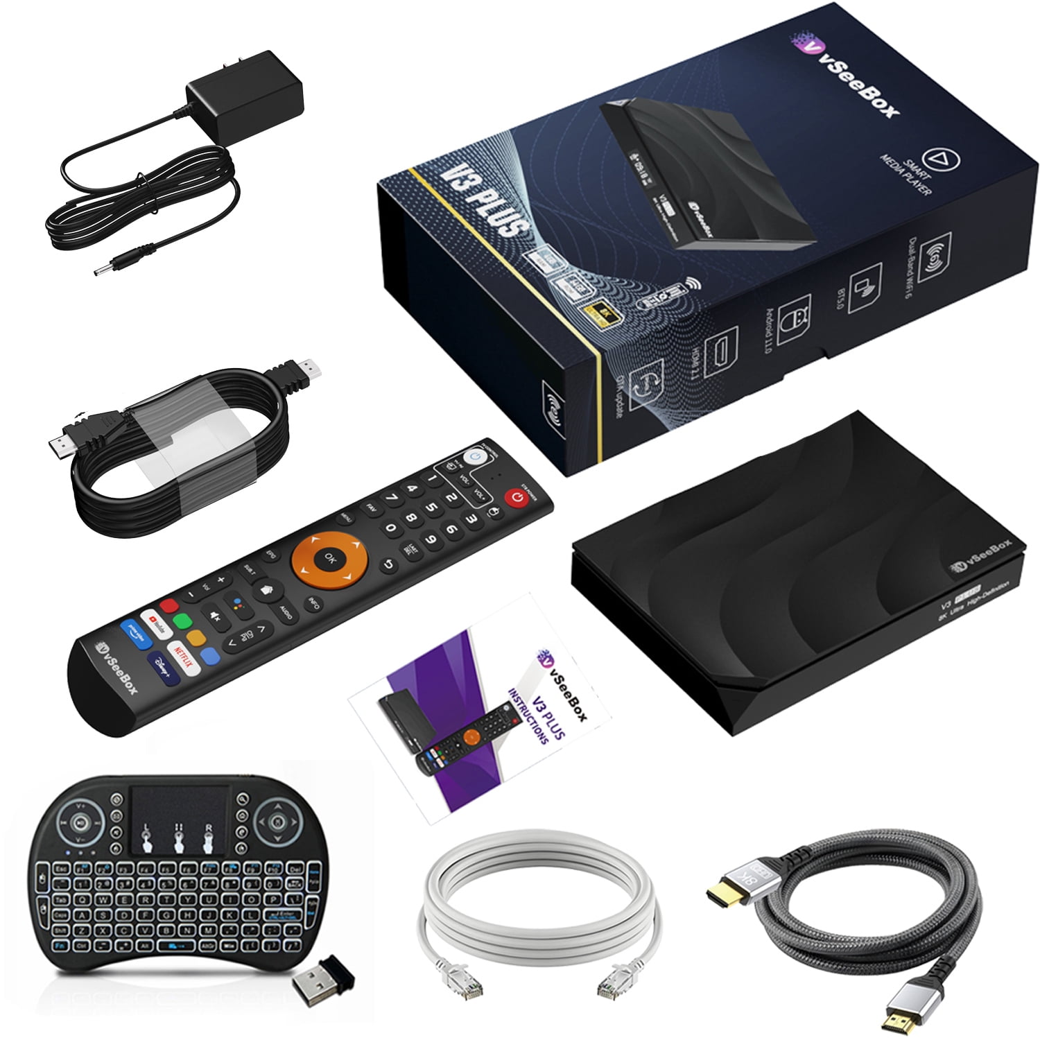 Newest Version Smart Vseebox V3 Plus, 4GB RAM, 64GB Storage, 8K clarity,with Voice Remote Control, Mini Keyboard,8K HDMI Cable,ethernet cable,new Live Ultra. - Image 5