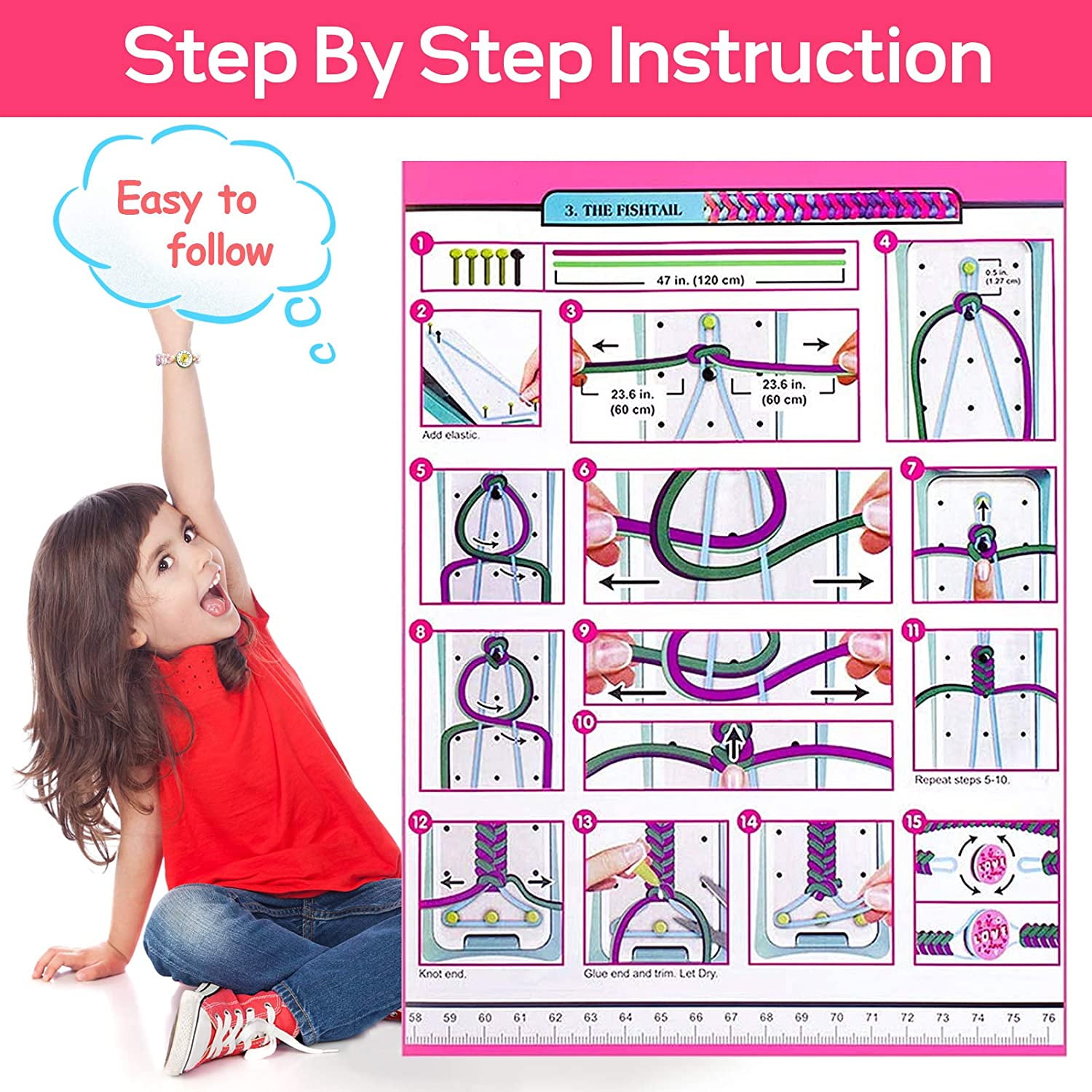 Rirool Girls DIY Friendship Bracelet Making Kit β Arts & Crafts Toy for Ages 6-12, Make 12 Unique Bracelets, Ideal Gift for Kids - Image 5