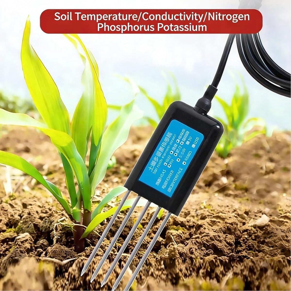 Soil tester, soil analyzer, digital tester (nitrogen, phosphorus, potassium), values, moisture, electrical conductivity (), soil fertility testing, suitable for indoor plants and gardens - Image 3
