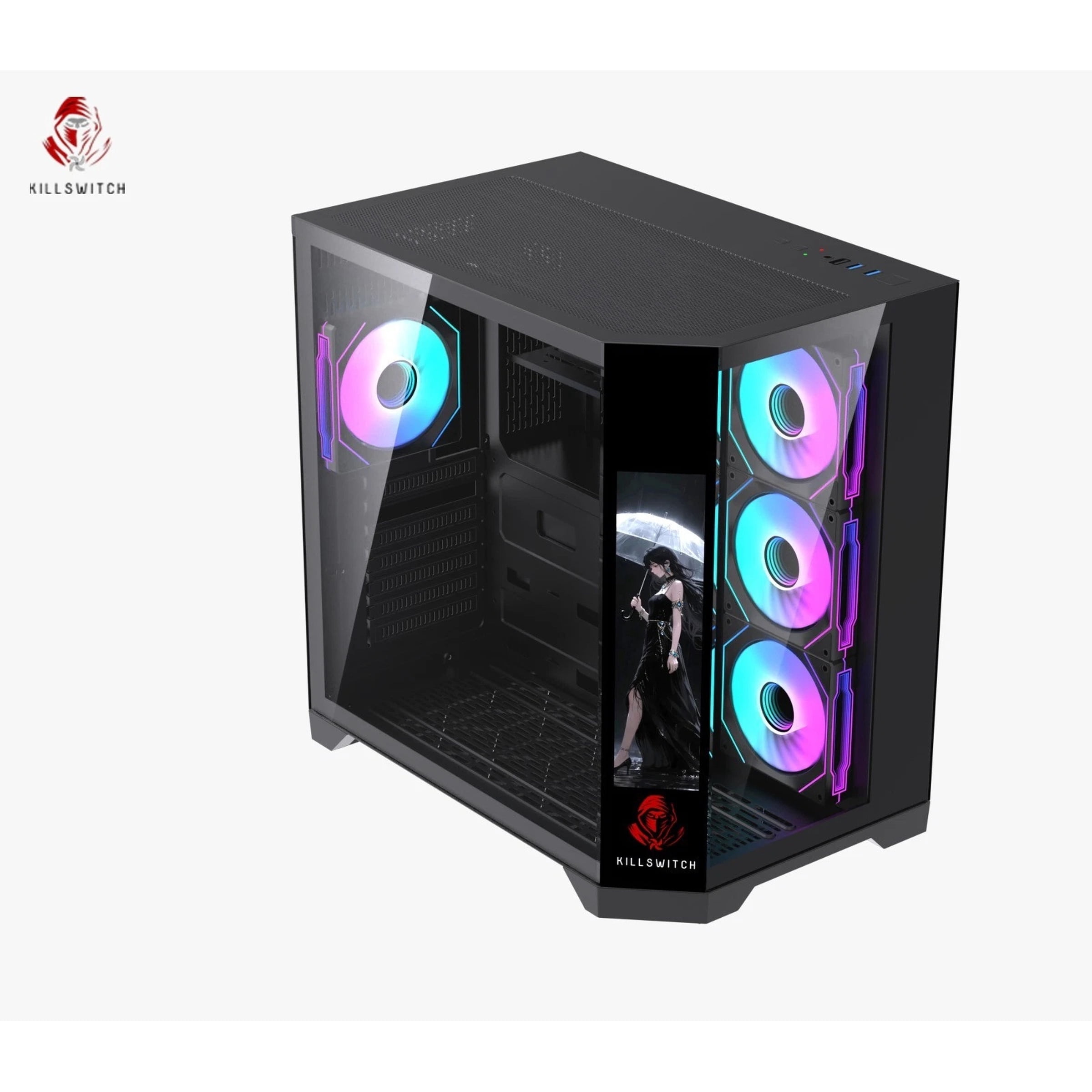 KILLSWTICH - KS MXJ PLUS - ATX/MATX/ITX GAMING PC CASE w/ SCREEN, PSU & 4 FANS - Image 3