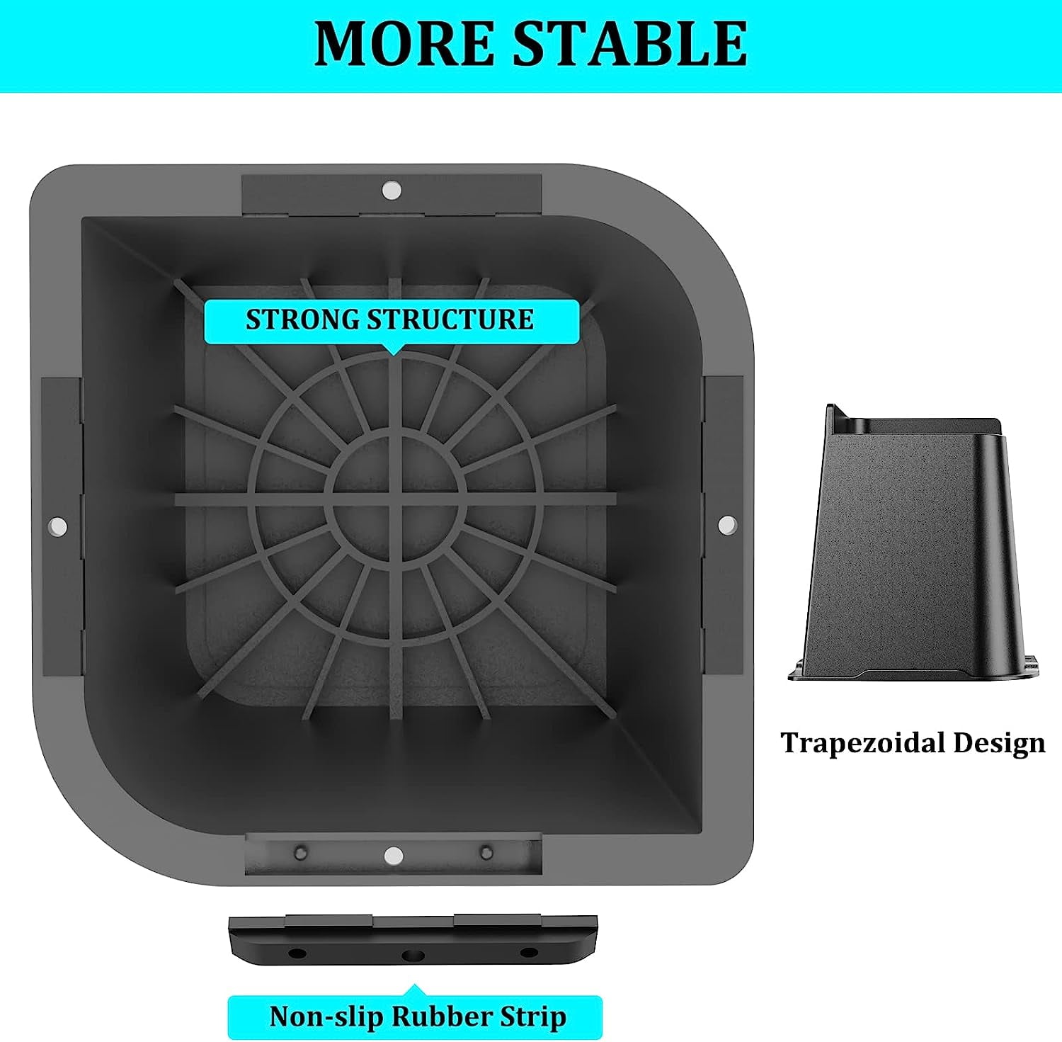 Rirool Adjustable 4 inch Bed Lifts, Bed Furniture Riser, Heavy Duty Stackable Bed Elevators Set of 4 Riser - Image 6