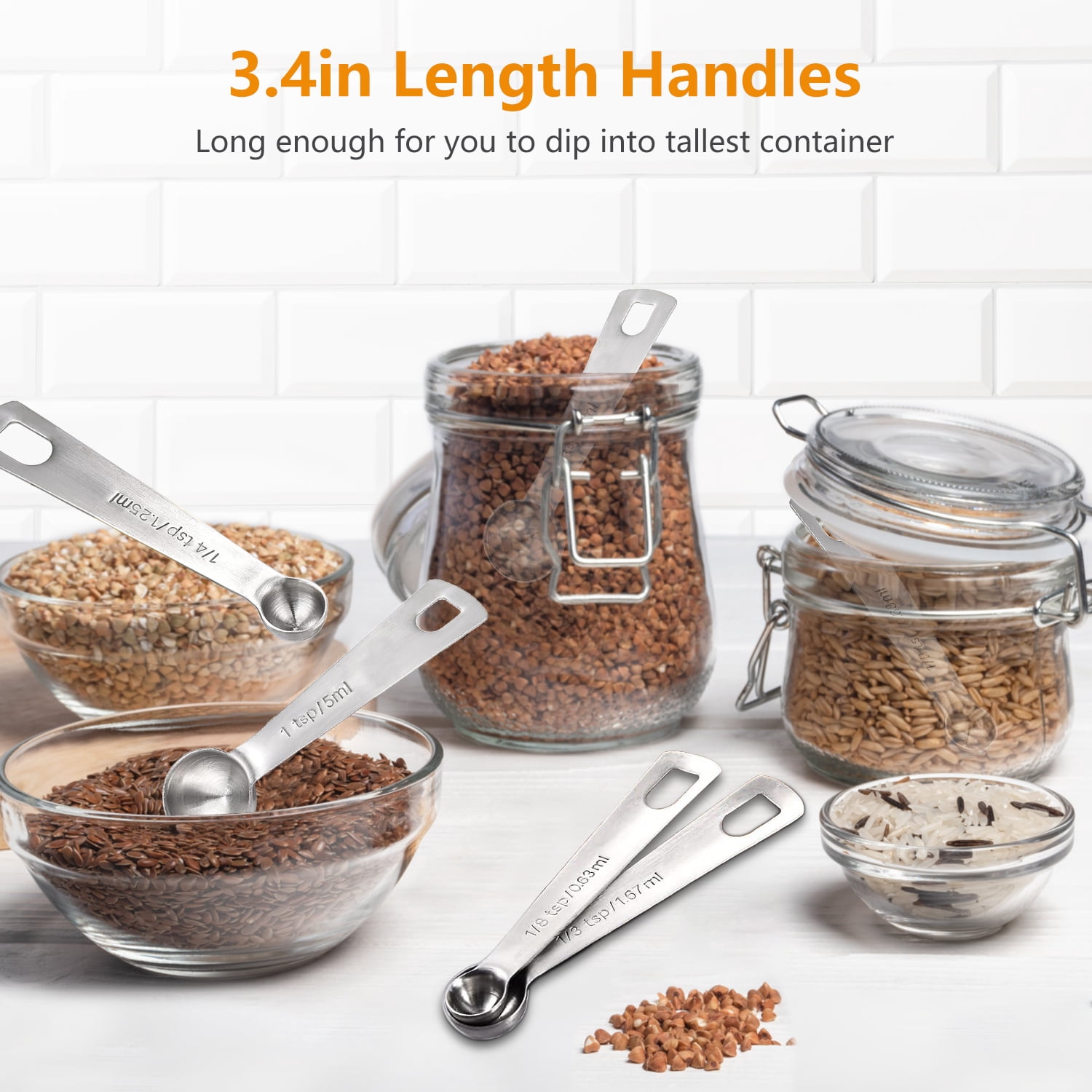 Rirool Stainless Steel Measuring Spoons Set of 9 Piece - Accurate Measurement for Cooking and Baking - Durable and Rust-Resistant Kitchen Tools - Image 6