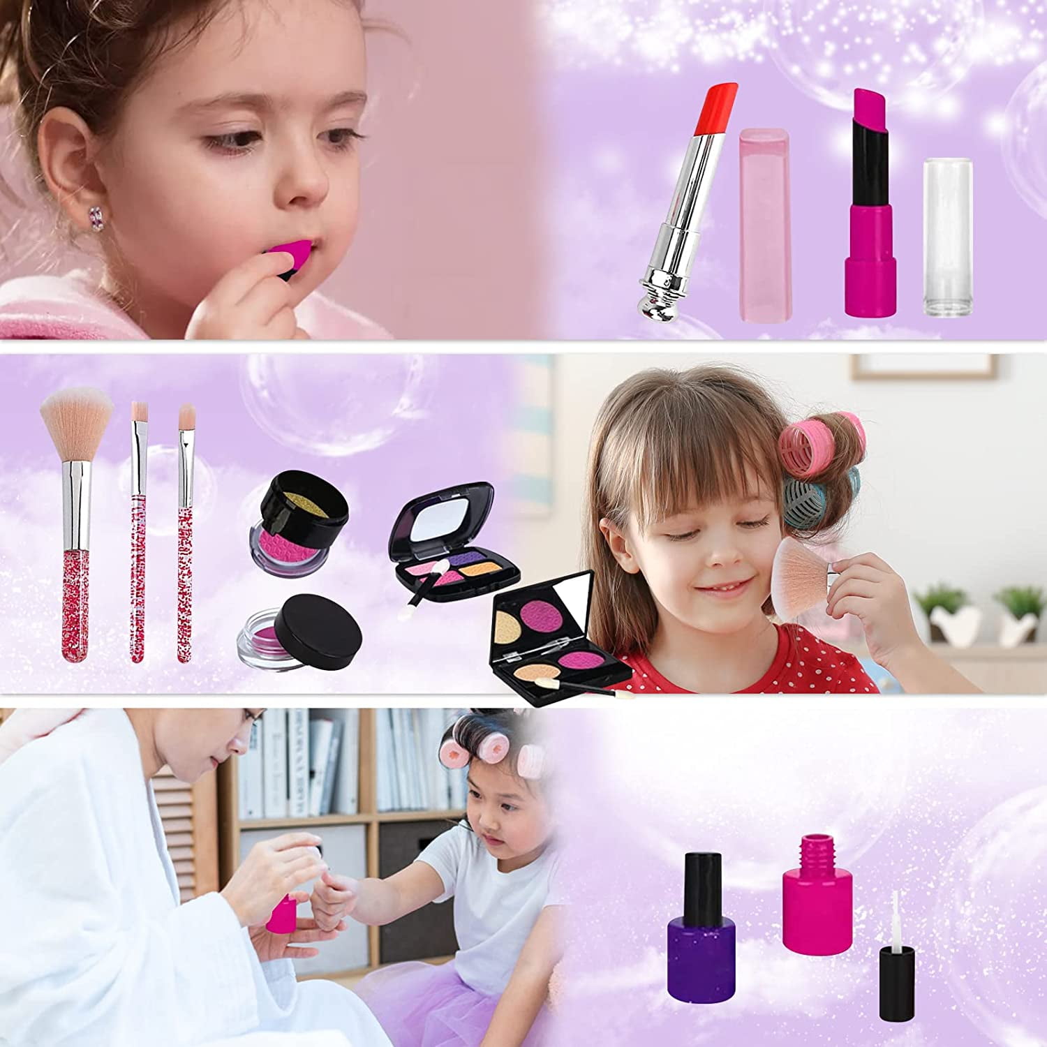 Rirool Pretend Makeup Kit for Girls - Kids Play Set with Cosmetic Bag - Ideal Gift for Toddlers & Little Girls Age 3+ (Not Real Makeup) - Image 7