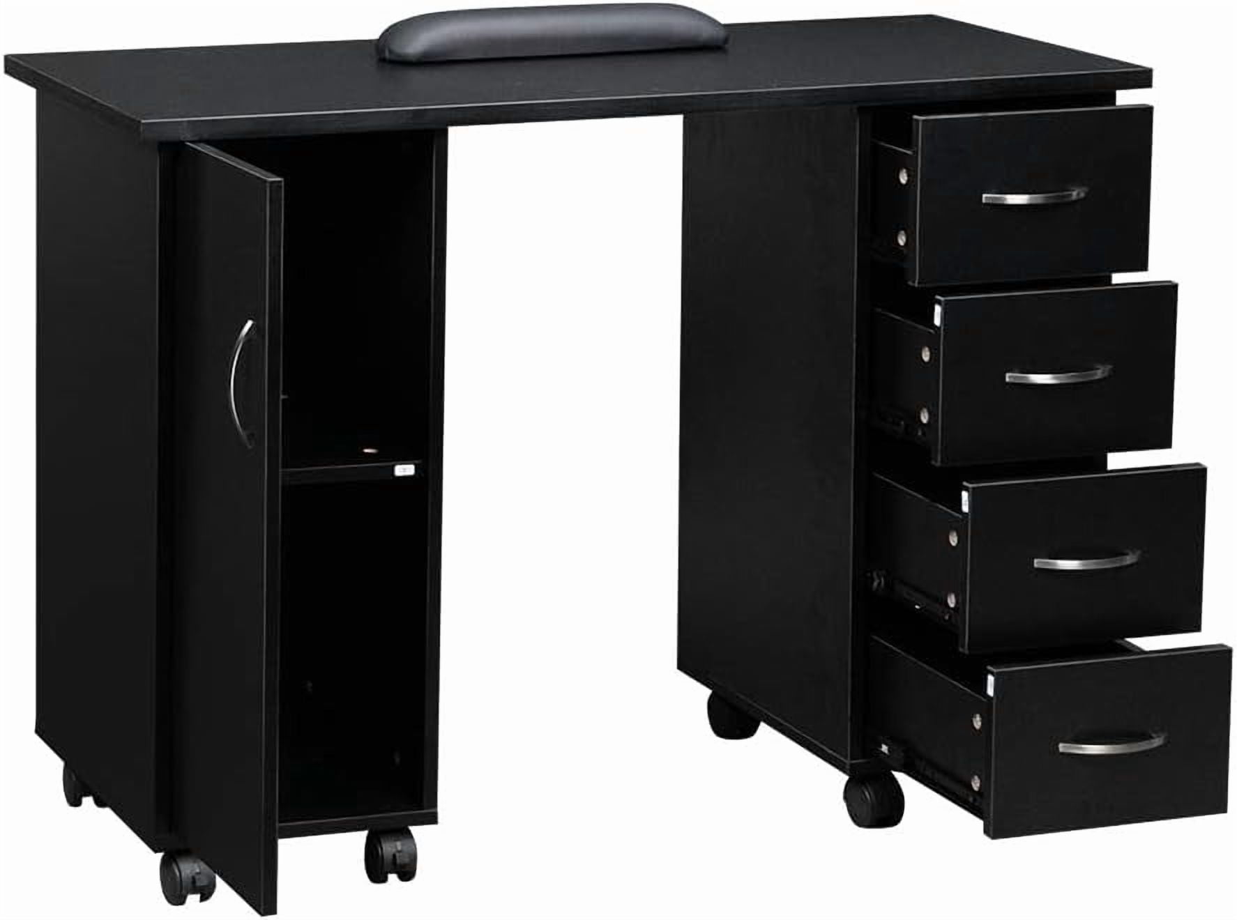 Karl home Manicure Table Nail Desk with Wrist Rest, 47.2"*21.3"*31.9" Nail Station or Nail Tech, Beauty Salon Nail Supplies Decor Workstation,with Storage Drawers & Cabinet, Black - Image 6