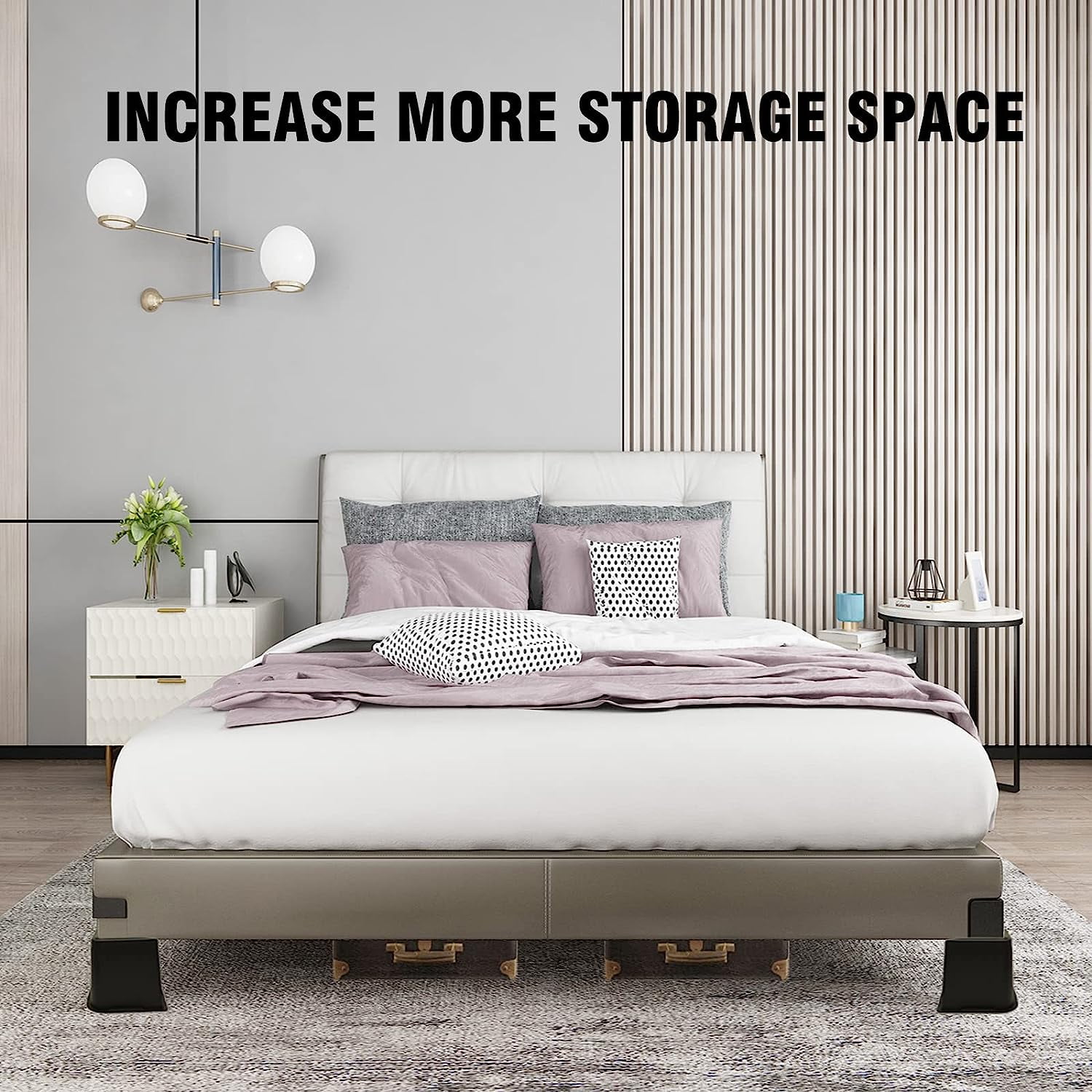 Rirool Adjustable 4 inch Bed Lifts, Bed Furniture Riser, Heavy Duty Stackable Bed Elevators Set of 4 Riser - Image 2