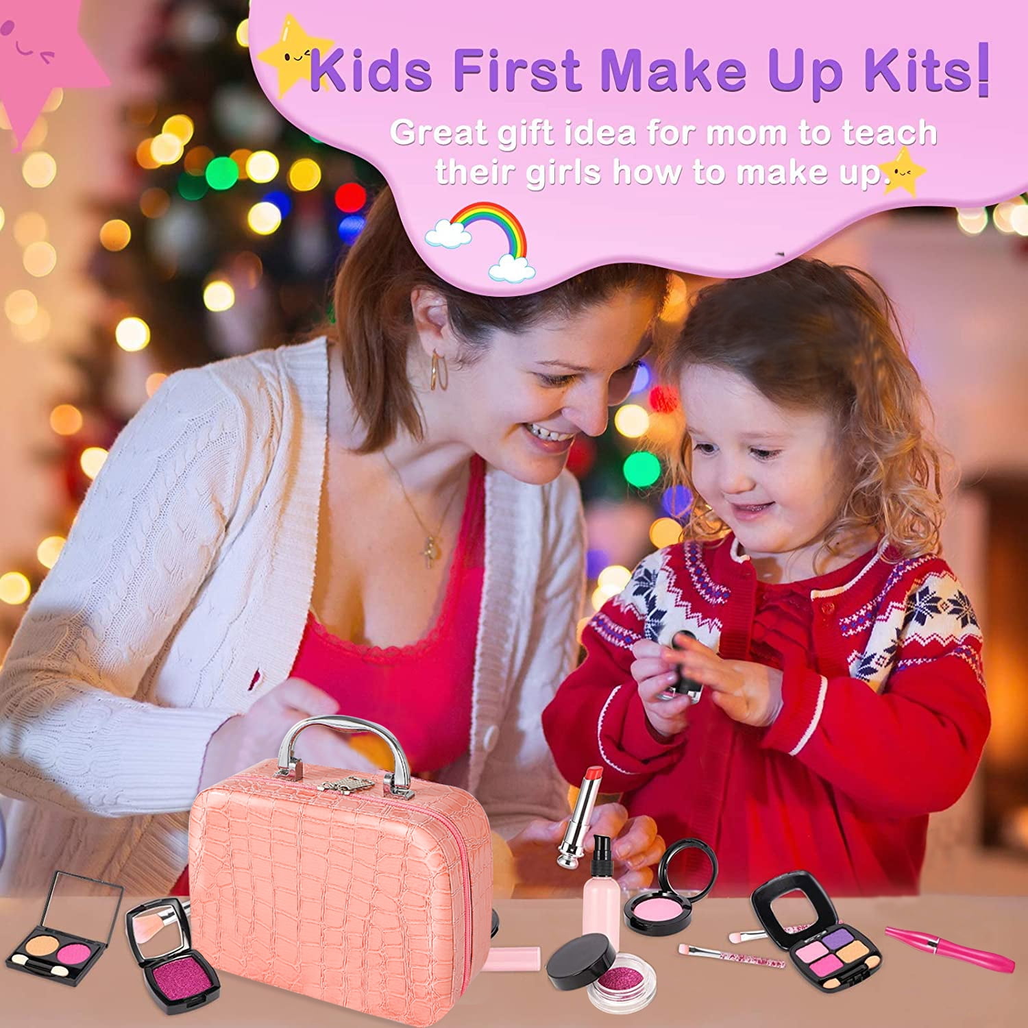 Rirool Pretend Makeup Kit for Girls - Kids Play Set with Cosmetic Bag - Ideal Gift for Toddlers & Little Girls Age 3+ (Not Real Makeup) - Image 9