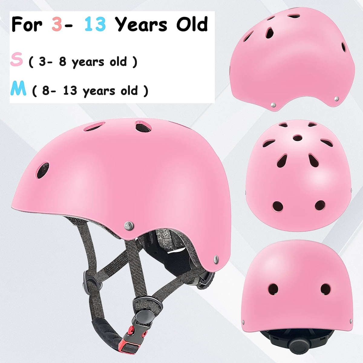 Rirool Kids Bike Helmet & Protective Gear Set - Ages 3-10 Boys Girls - Skateboard Cycling Scooter Rollerblading - Pink - Image 7