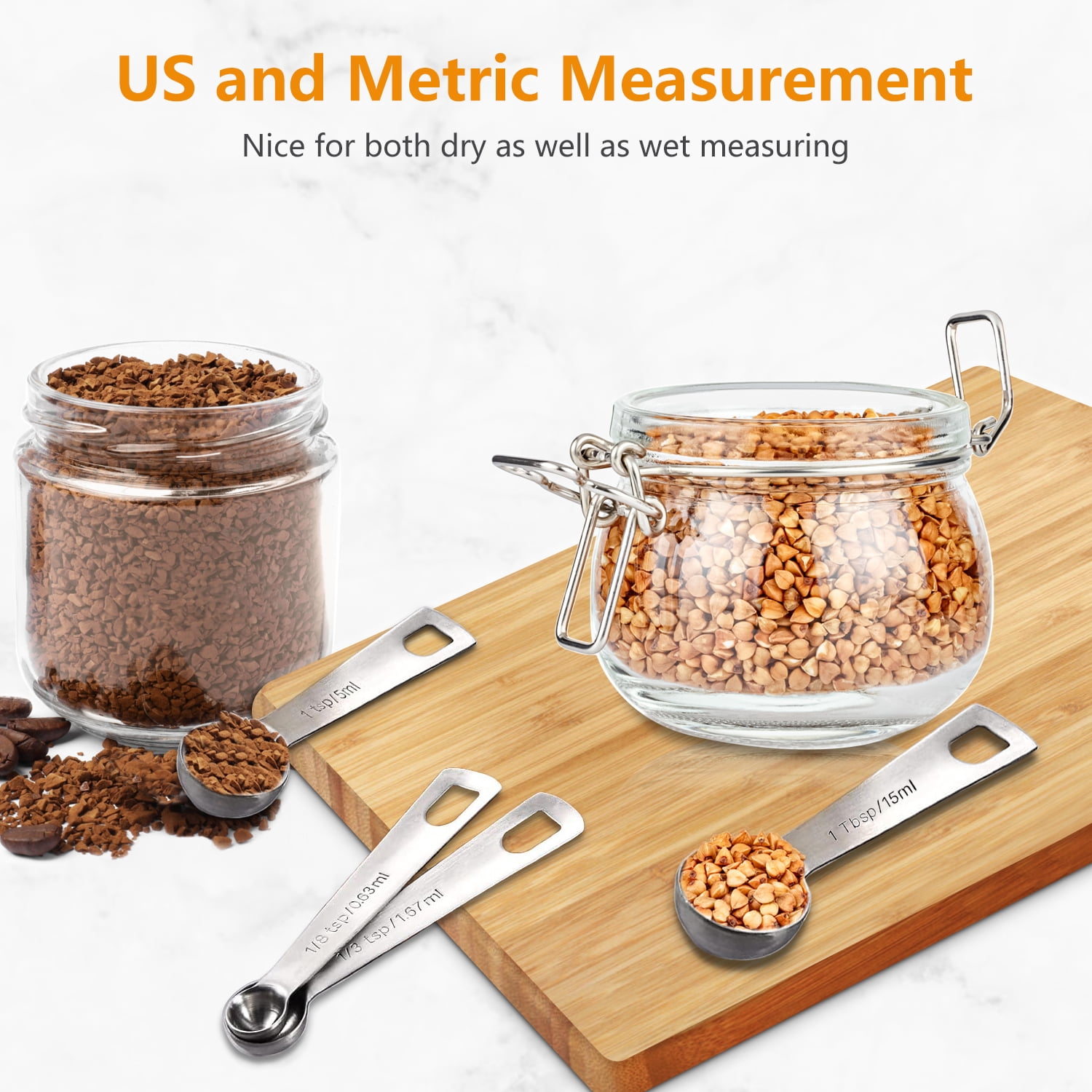 Rirool Stainless Steel Measuring Spoons Set of 9 Piece - Accurate Measurement for Cooking and Baking - Durable and Rust-Resistant Kitchen Tools - Image 4