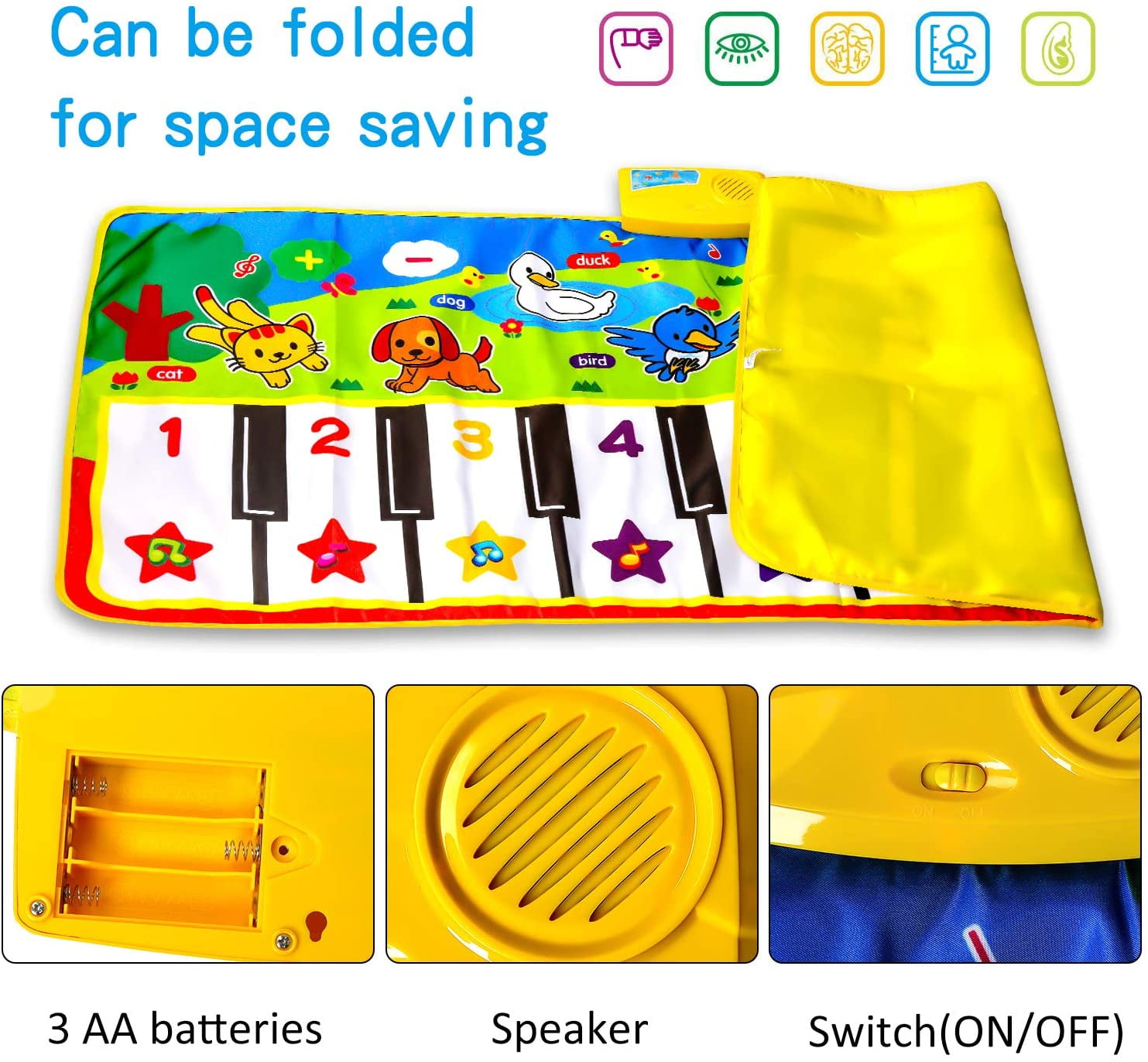 Rirool Music Mat for Kids – Interactive Piano Mat with 8 Animal Sounds, 53" x 23", Educational Dance Toy for Ages 3-6 - Image 7