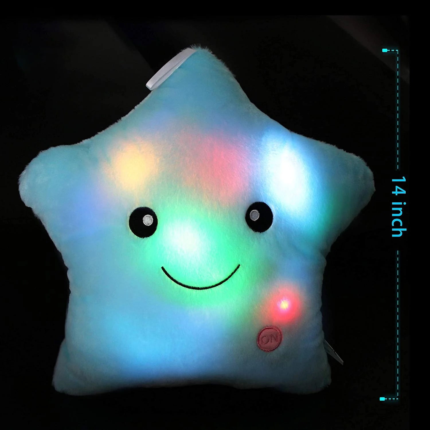 Rirool 14'' Creative Twinkle Star Glowing LED Night Light Plush Pillows Light up Stuffed Animal Toys Birthday for Toddler Kids - Blue - Image 6