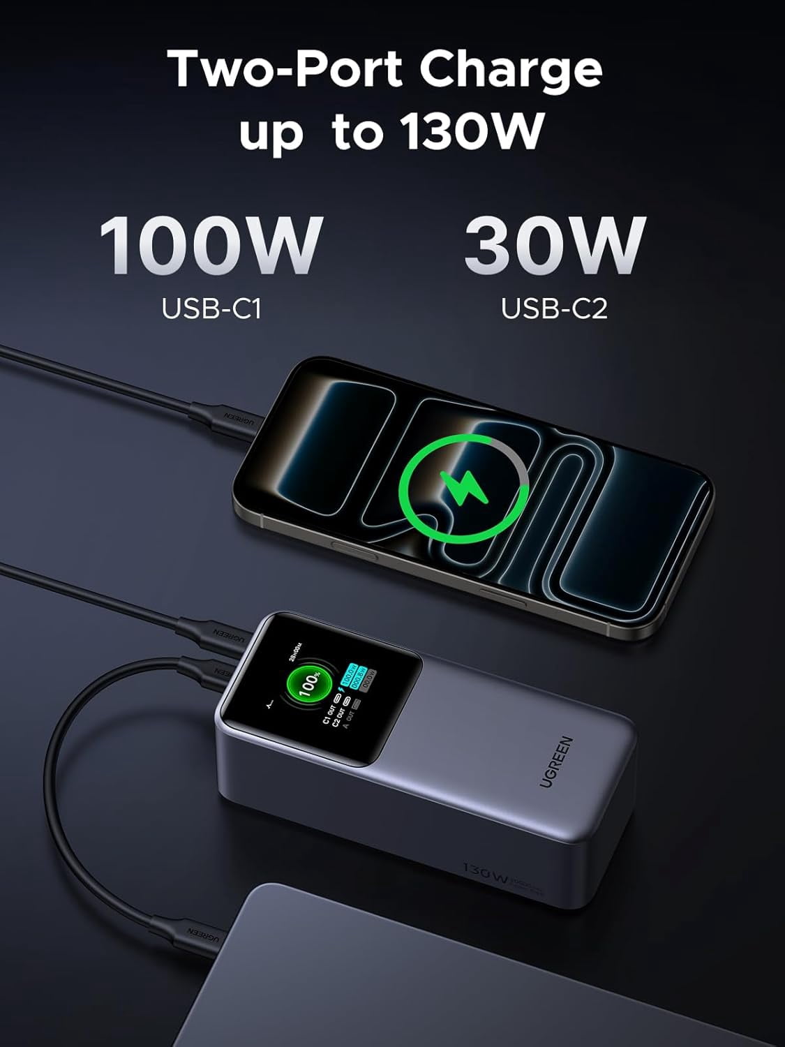 Nexode Power Bank 20000mAh 130W Portable Charger with TFT Display for - Image 4