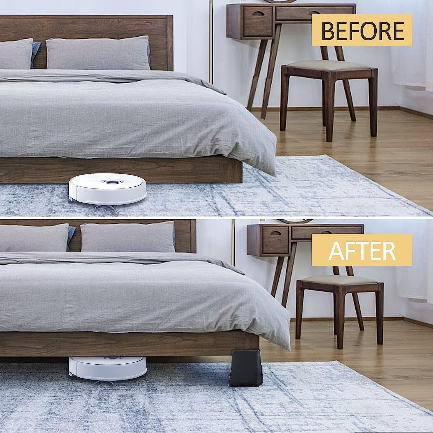 Rirool Adjustable 4 inch Bed Lifts, Bed Furniture Riser, Heavy Duty Stackable Bed Elevators Set of 4 Riser - Image 5