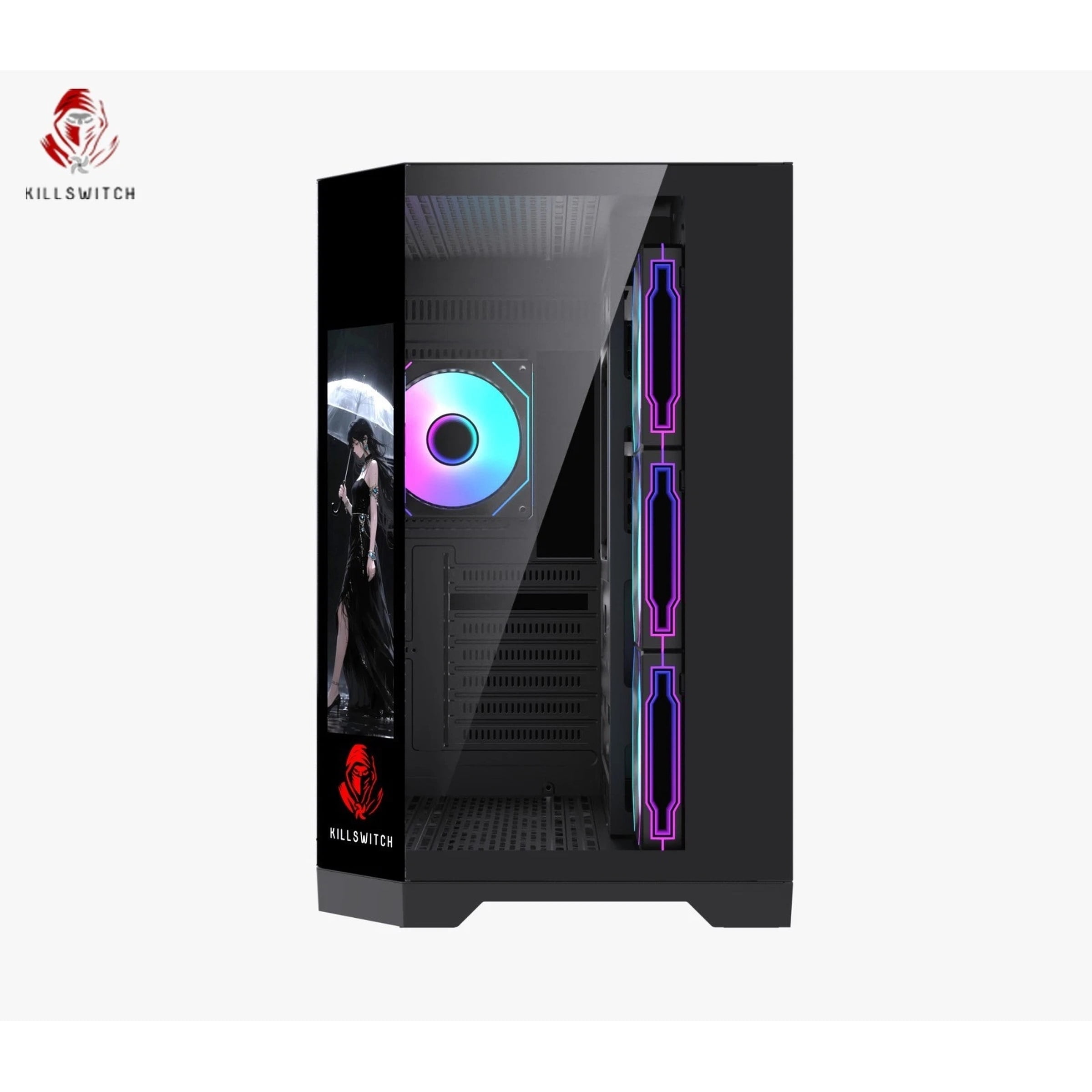 KILLSWTICH - KS MXJ PLUS - ATX/MATX/ITX GAMING PC CASE w/ SCREEN, PSU & 4 FANS - Image 5