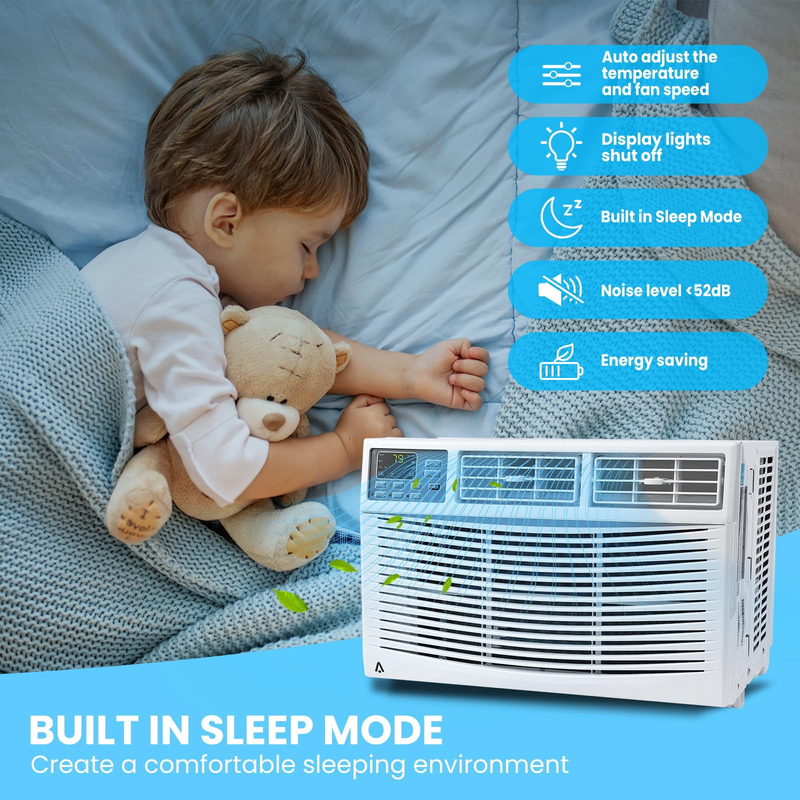 8000 Btu Window Air Conditioner Fast Cooling 350 Sq.ft., Indoor Ac Unit With Remote Control, Wi-Fi Enabled, 115V Mini Air Conditioner For Bedroom With 3 Cooling Modes - Image 6