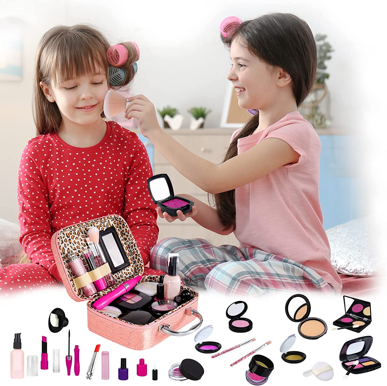Rirool Pretend Makeup Kit for Girls - Kids Play Set with Cosmetic Bag - Ideal Gift for Toddlers & Little Girls Age 3+ (Not Real Makeup) - Image 8